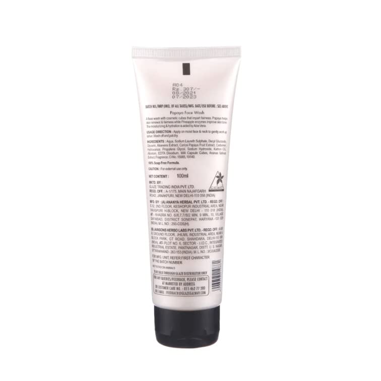 Galway Papaya Fairness Face Wash - Brightening & Exfoliating Cleanser for Glowing Skin | Perfect for Daily Skincare & Acne-Prone Skin