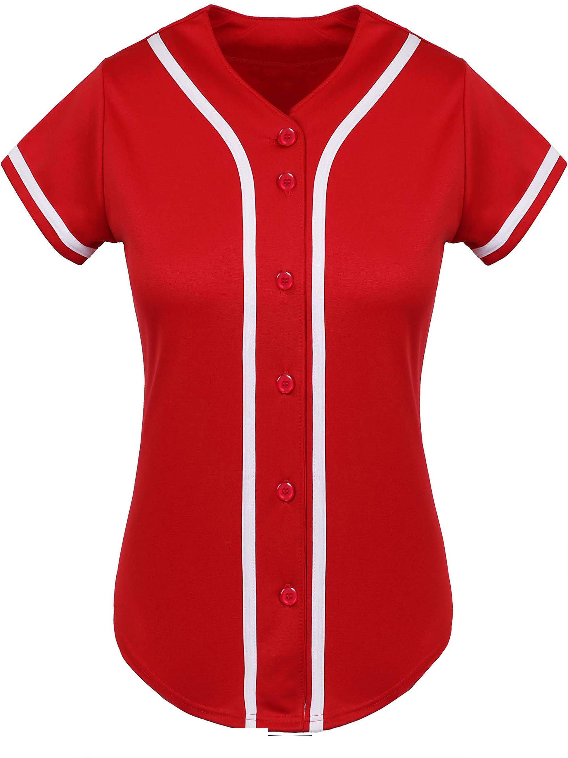 Women's Baseball Jersey - Blank Button Down Softball Shirt - Hip Hop Hipster Short Sleeve Sports Uniform for Casual Wear, Team Sports & Street Fashion