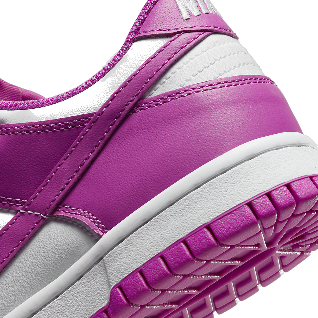 Nike Kids' Dunk Low GS Sneakers - White & Active Fuchsia | Comfortable & Stylish Basketball Shoes for Boys & Girls | Perfect for School, Sports & Casual Wear