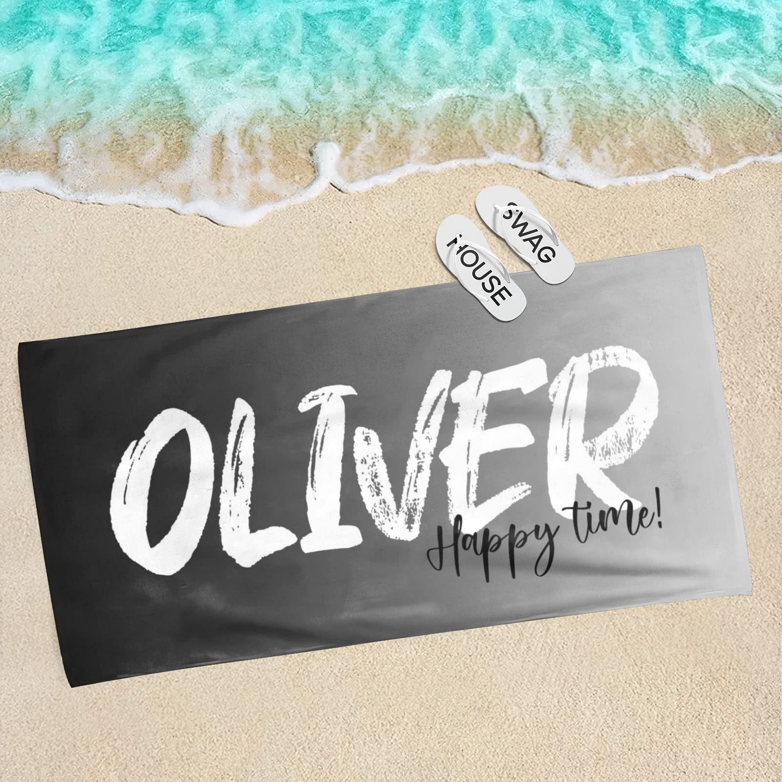 Personalized Beach Towel with Name - Custom Monogrammed Bath & Pool Towel for Women, Men, Kids - Perfect Summer Gift for Vacation, Swimming, Beach Trips & Outdoor Activities