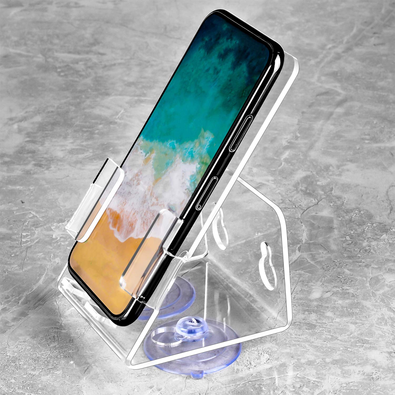 Waterproof Shower Phone Holder with Strong Suction Cups - Universal Smartphone Stand for Bathroom, Kitchen & Car - Perfect for Watching Videos Hands-Free While Bathing or Cooking
