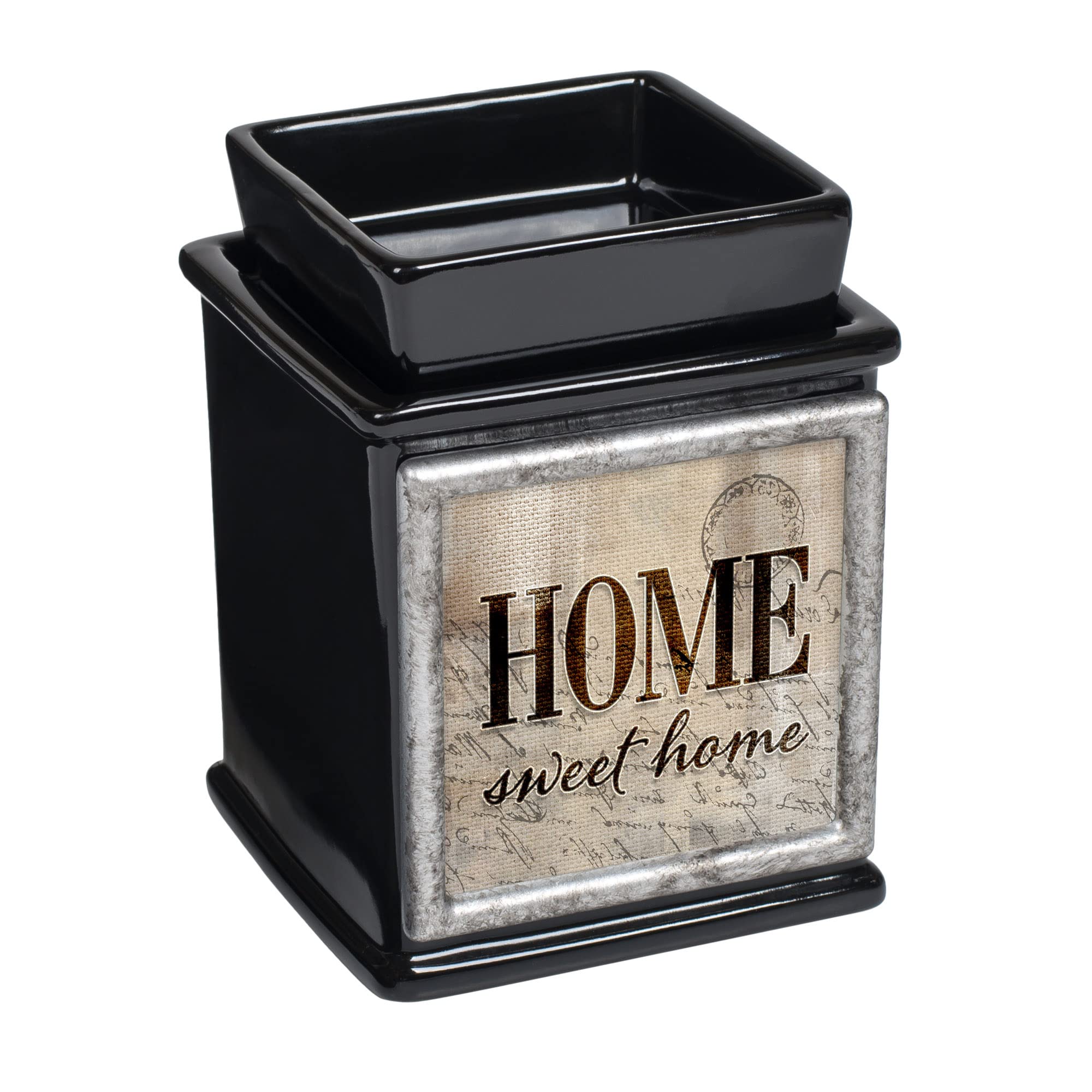 Elanze Designs Home Sweet Home Ceramic Glossy Black Photo Frame & Wax Warmer - Interchangeable Decor for Candles, Oils, and Photos | Perfect for Living Room, Bedroom, and Gift Giving