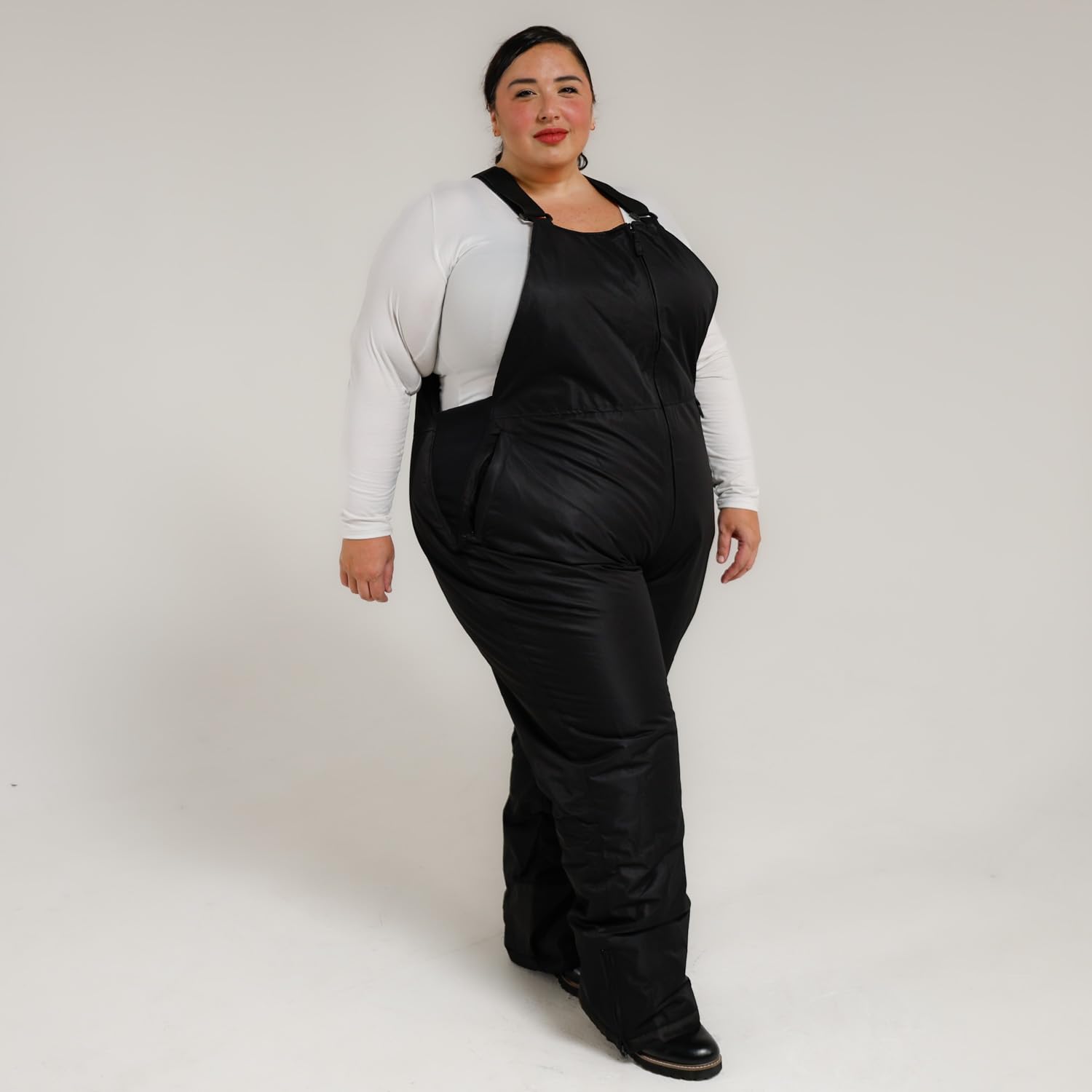 Women's Plus Size 1X-6X Waterproof Ski Snow Bib Pants with Higher Front - Warm Winter Snowboarding Outfit for Skiing & Outdoor Activities