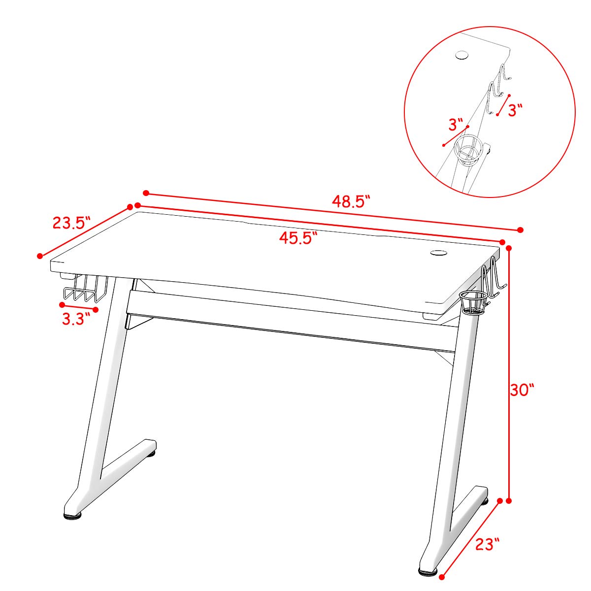 Tangkula Z-Shaped Ergonomic Gaming Desk - Carbon Fiber Surface Computer Desk with Cup Holder, Headphone Stand & Mouse Pad - Sturdy Steel Frame Workstation for PC Gamers & Streamers (Black) | Perfect for Esports, Home Office & Gaming Setups