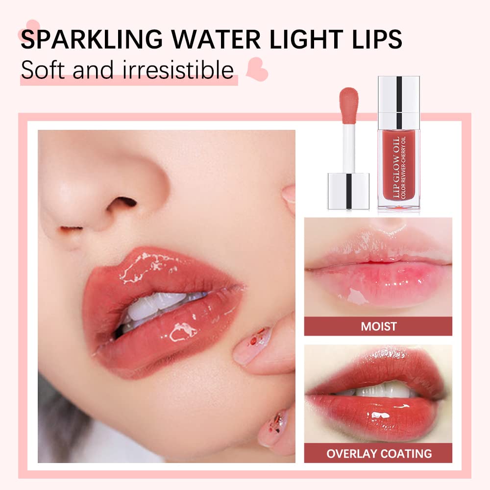 GECOMO Hydrating Lip Oil - Non-Sticky Lip Gloss & Balm for Dry Lips | Moisturizing, Nourishing Fruit Flavored Lip Care (Pink, 0.2 oz) | Perfect for Daily Use, Night Care & Makeup Looks