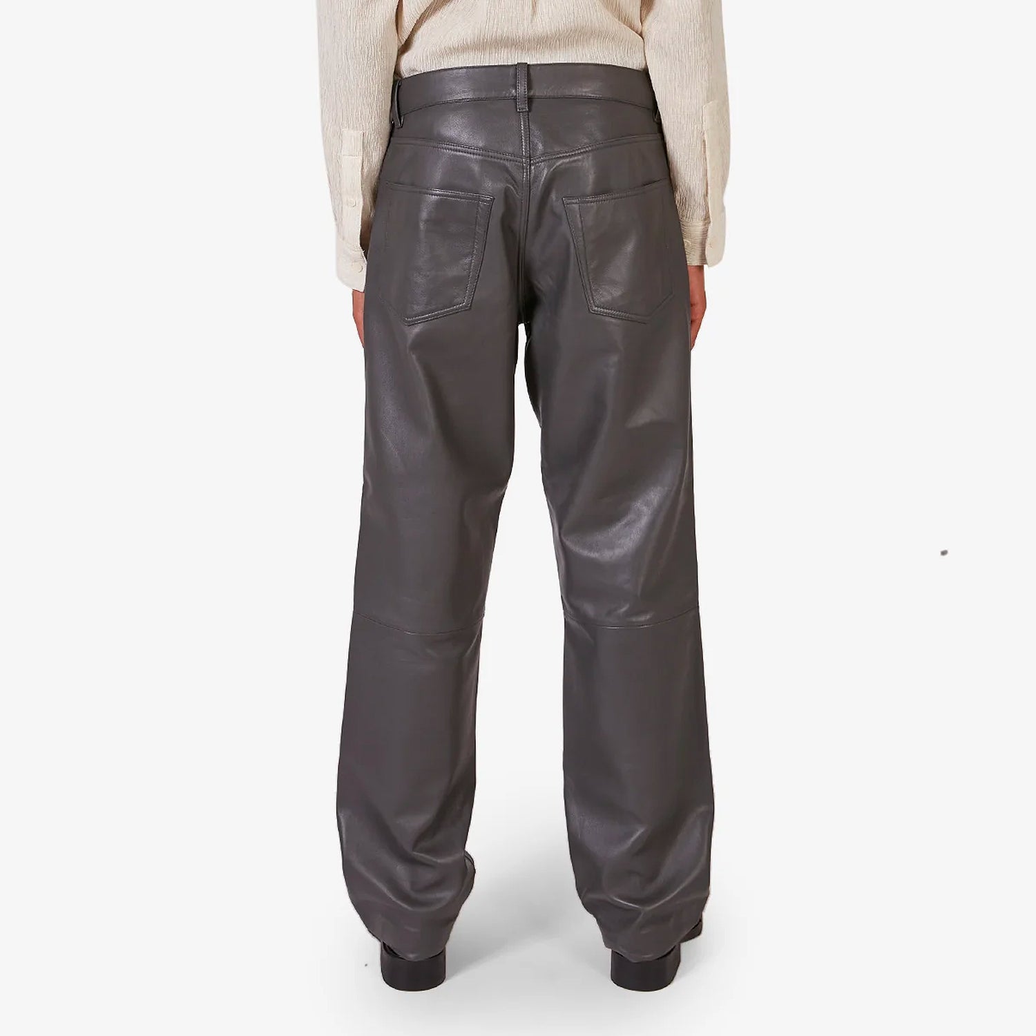 Premium Loose Fit Leather Pants for Women - Soft Grey High Waist Trousers | Comfortable & Stylish for Casual Wear, Night Out, and Office Fashion
