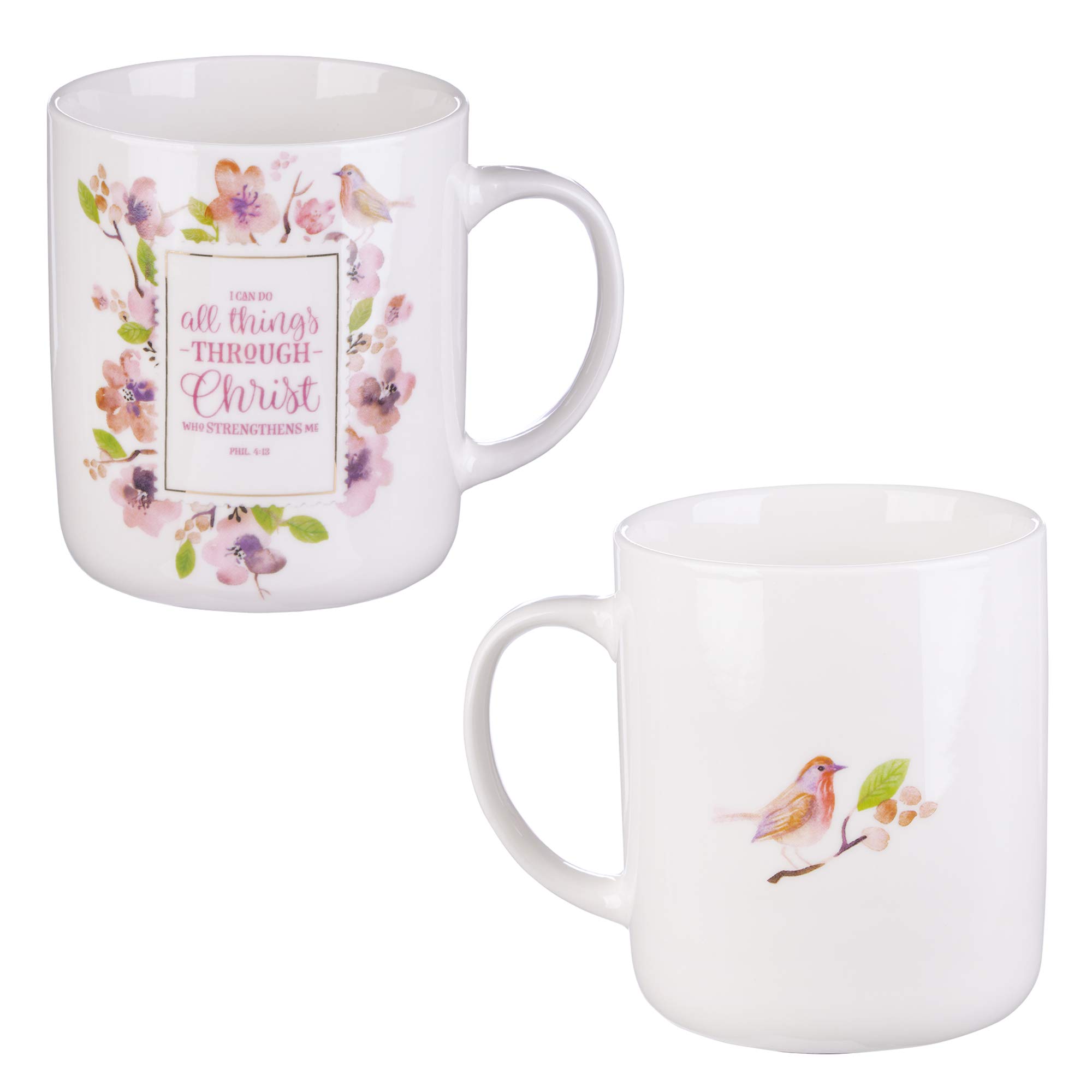 Inspirational Christian Ceramic Coffee & Tea Mug Set for Women - Watercolor Flowers & Bible Verse Design | Boxed Set of 4 | Perfect for Bible Study, Prayer Time & Christian Gift Giving