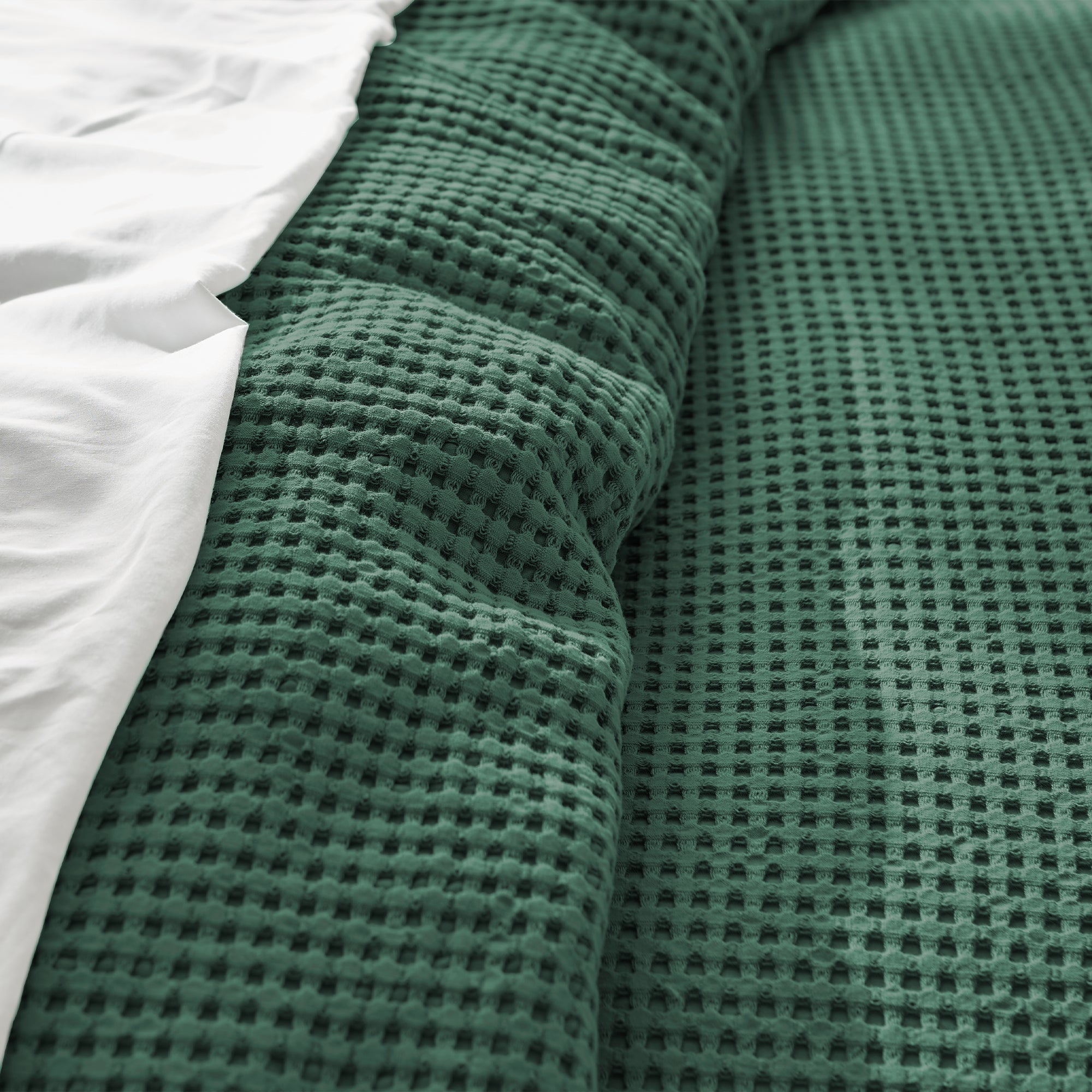 Mills Waffle Duvet Cover Set - Soft Textured Bedding for Cozy Comfort - Perfect for Master Bedroom, Guest Room & Dorm Decor