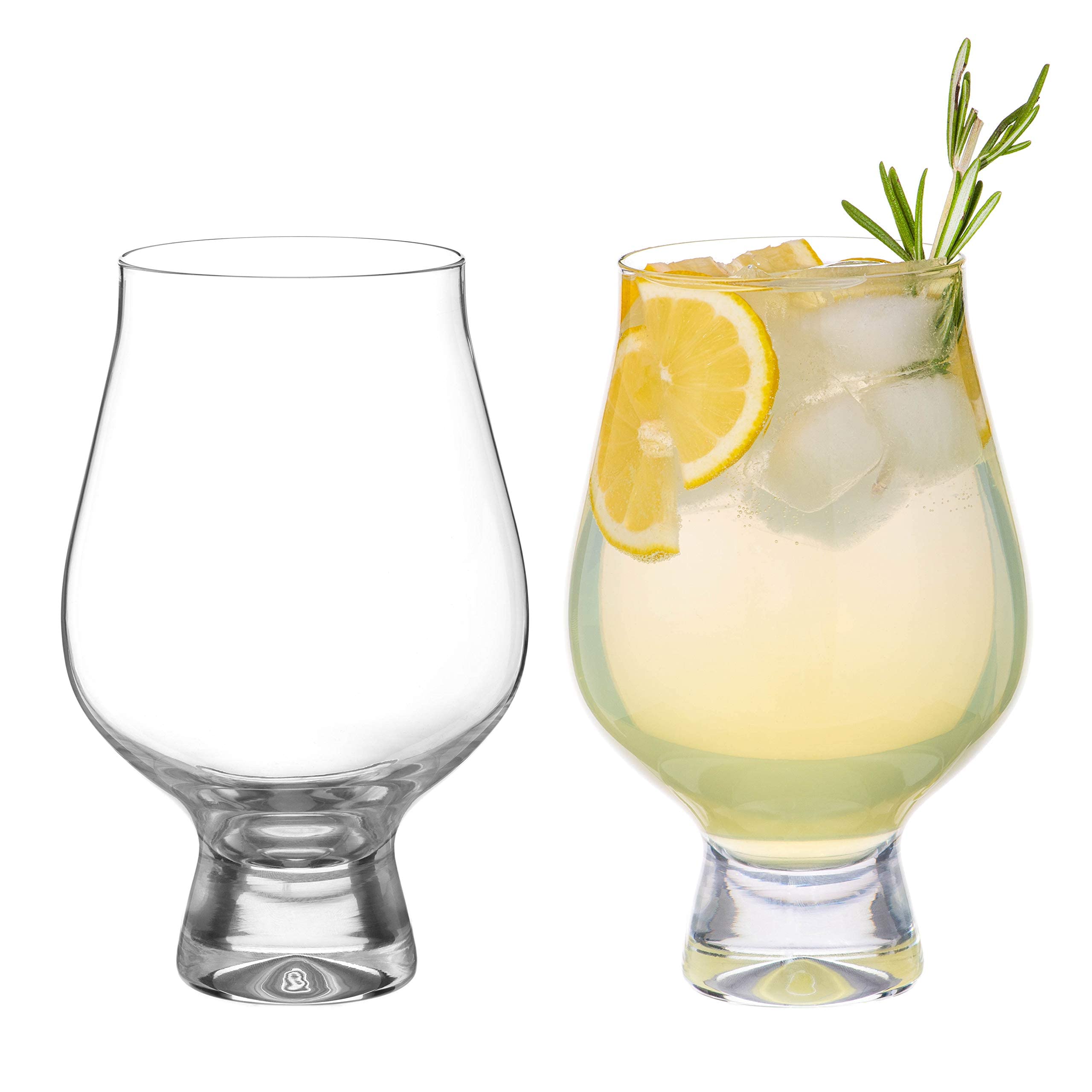 DIAMANTE 'Auris' Crystal Gin and Tonic Glasses Set of 2 - Stemless Cocktail Glasses for Gin, Whiskey, Water & More - Perfect for Home Bar, Parties & Gifts