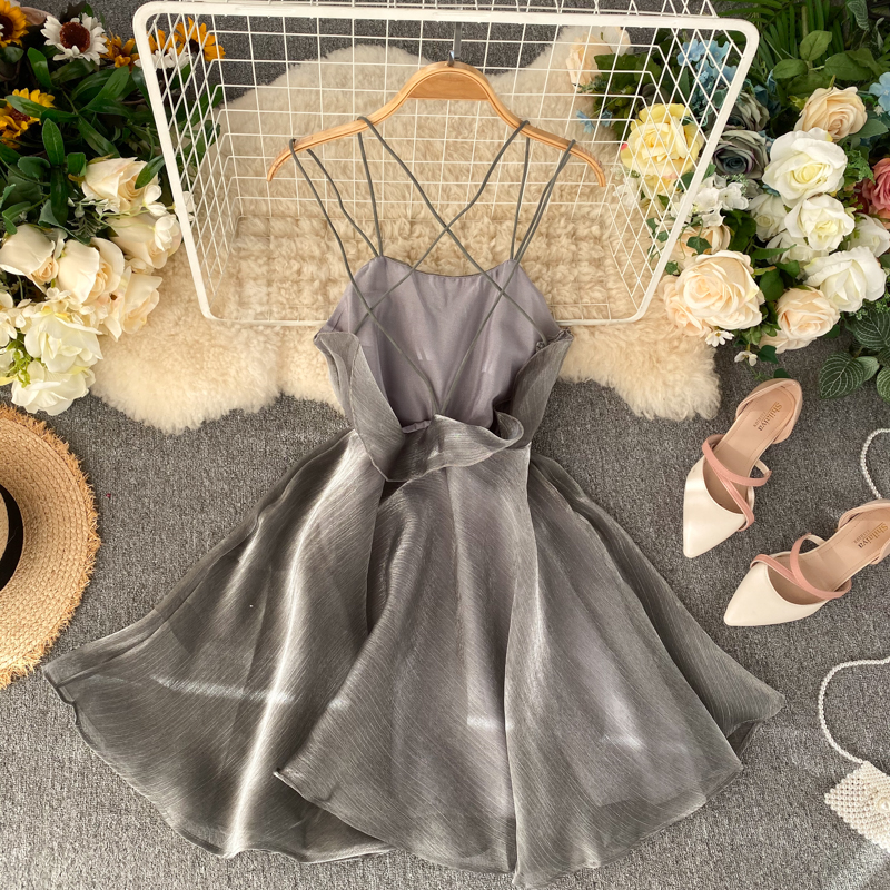 Sexy Backless Cross Strap Summer Dress for Women - Elegant Sleeveless Mini Dress for Beach, Party & Date Night