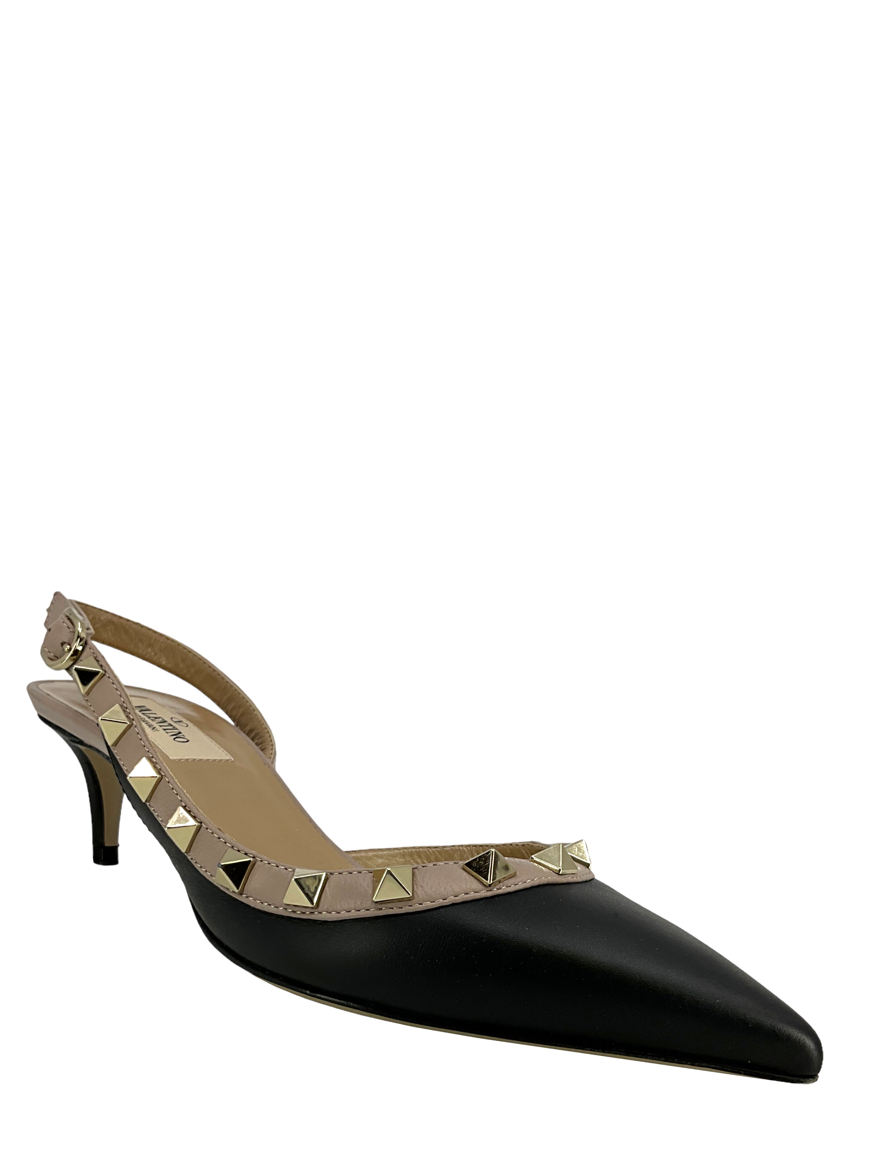 Rockstud Slingback Kitten Heel Pumps - Women's Size 6 (US) | Pointed Toe Stiletto Heels for Party, Wedding & Evening Wear
