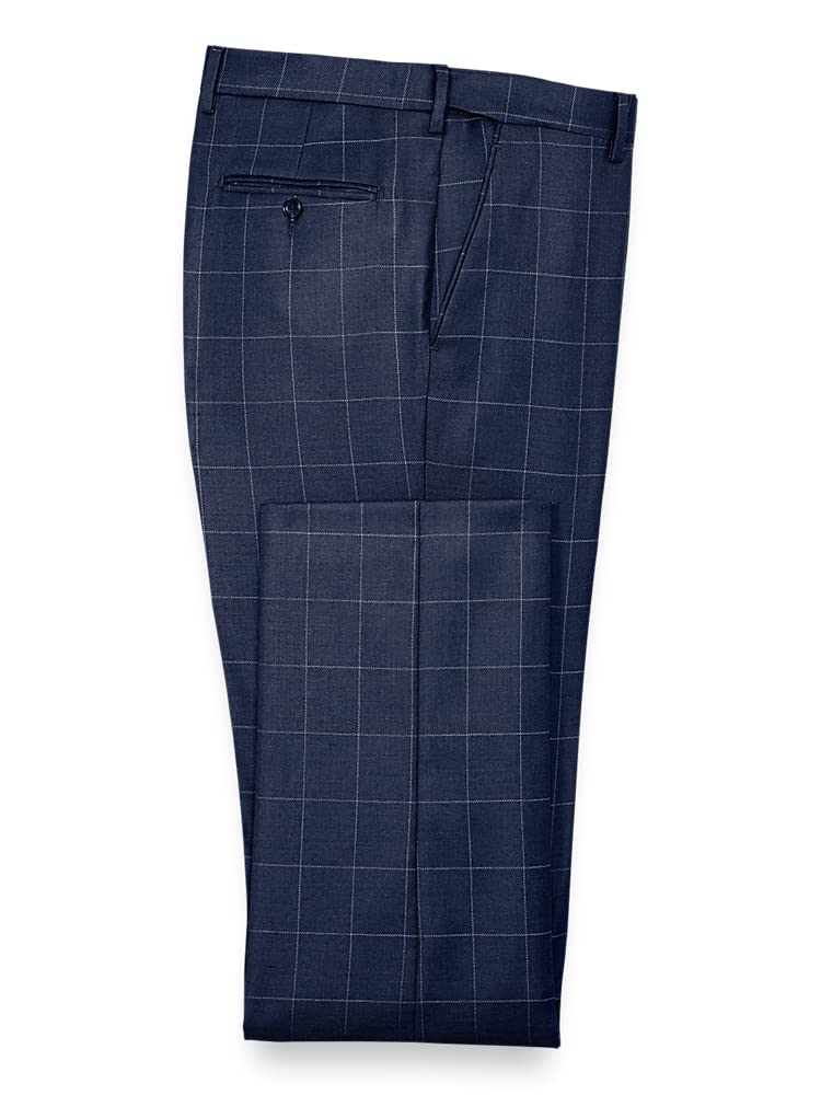 Paul Fredrick Men's Tailored Fit Essential Wool Flat Front Dress Pants for Business & Formal Occasions | Office Wear & Professional Attire