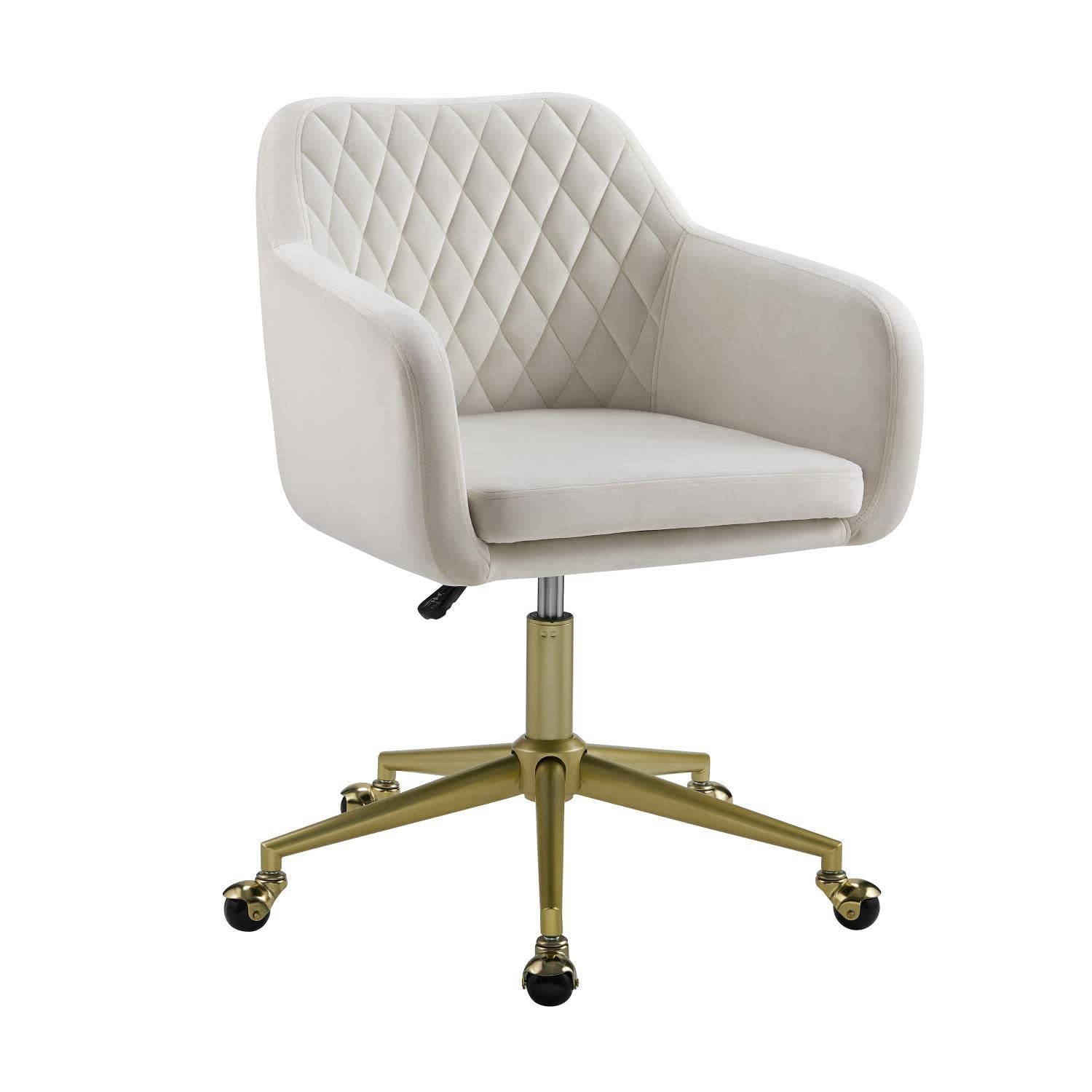 Linon Imogen Quilted Office Chair - Ergonomic Desk Chair with Padded Seat & Back Support, Off White - Perfect for Home Office, Study & Workspace