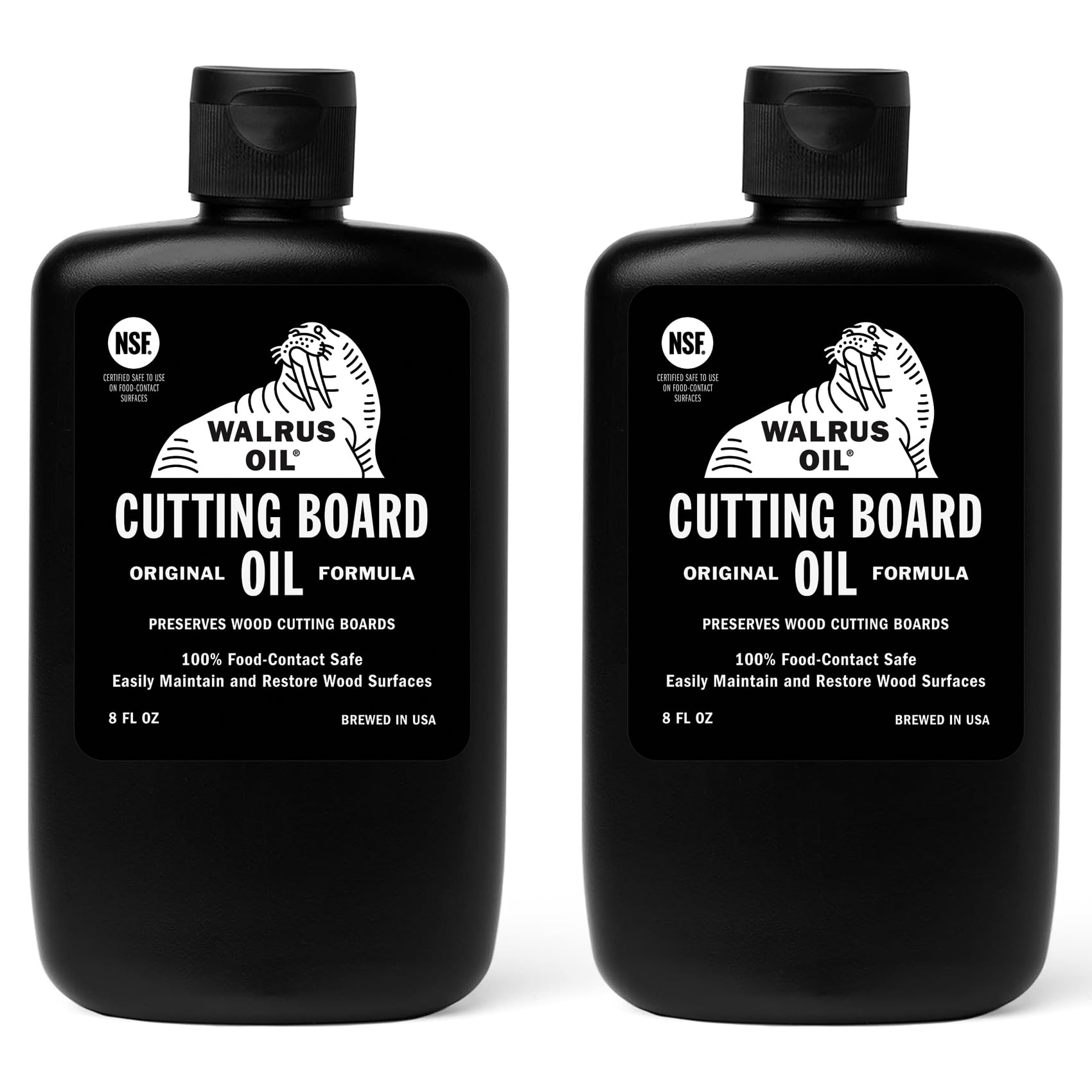 Premium WALRUS OIL - Natural Wood Conditioner for Cutting Boards & Butcher Blocks, Food-Safe Mineral Oil, 8 oz Bottle (2-Pack) - Protect & Nourish Wooden Kitchenware for Long-Lasting Use