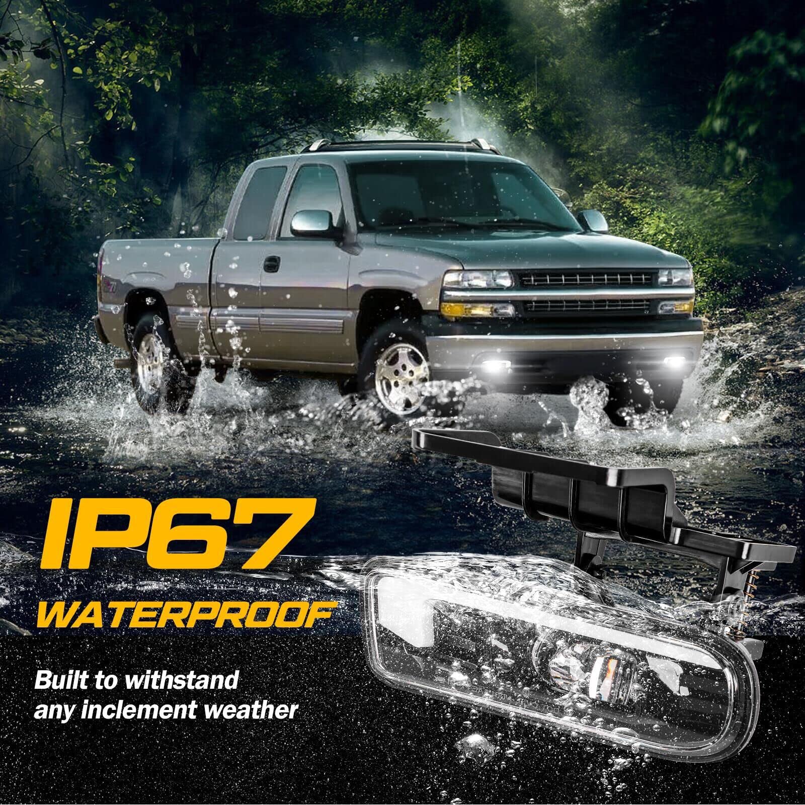 High-Performance LED Fog Lights Replacement for Chevy Silverado 1500/2500/3500 & Suburban/Tahoe (2000-2006) - Durable Off-Road Lighting for Night Driving and Bad Weather