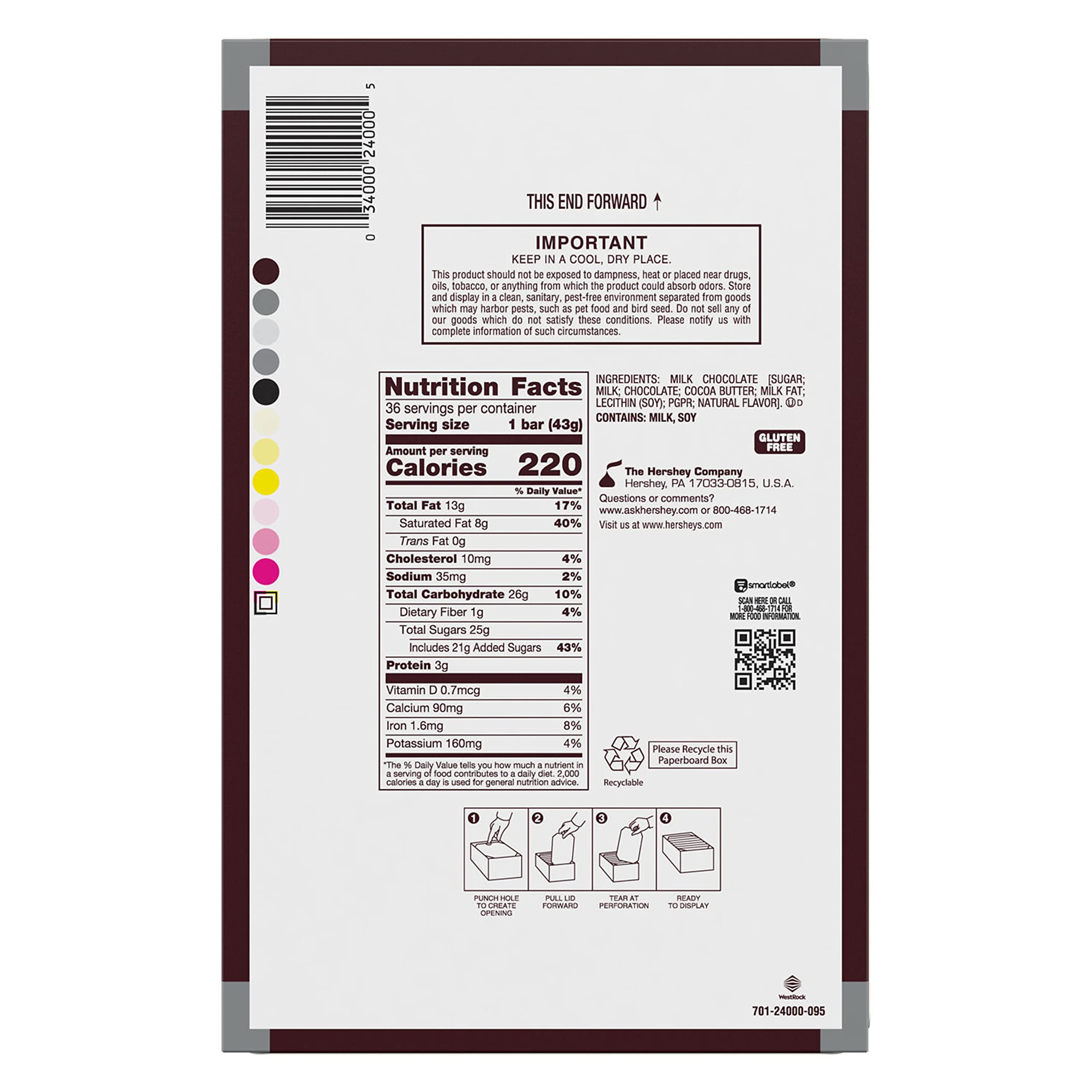 HERSHEY'S Milk Chocolate Candy Bars, 1.55 oz (36 Count) - Bulk Pack for Halloween, Christmas, Party Favors & Office Snacks