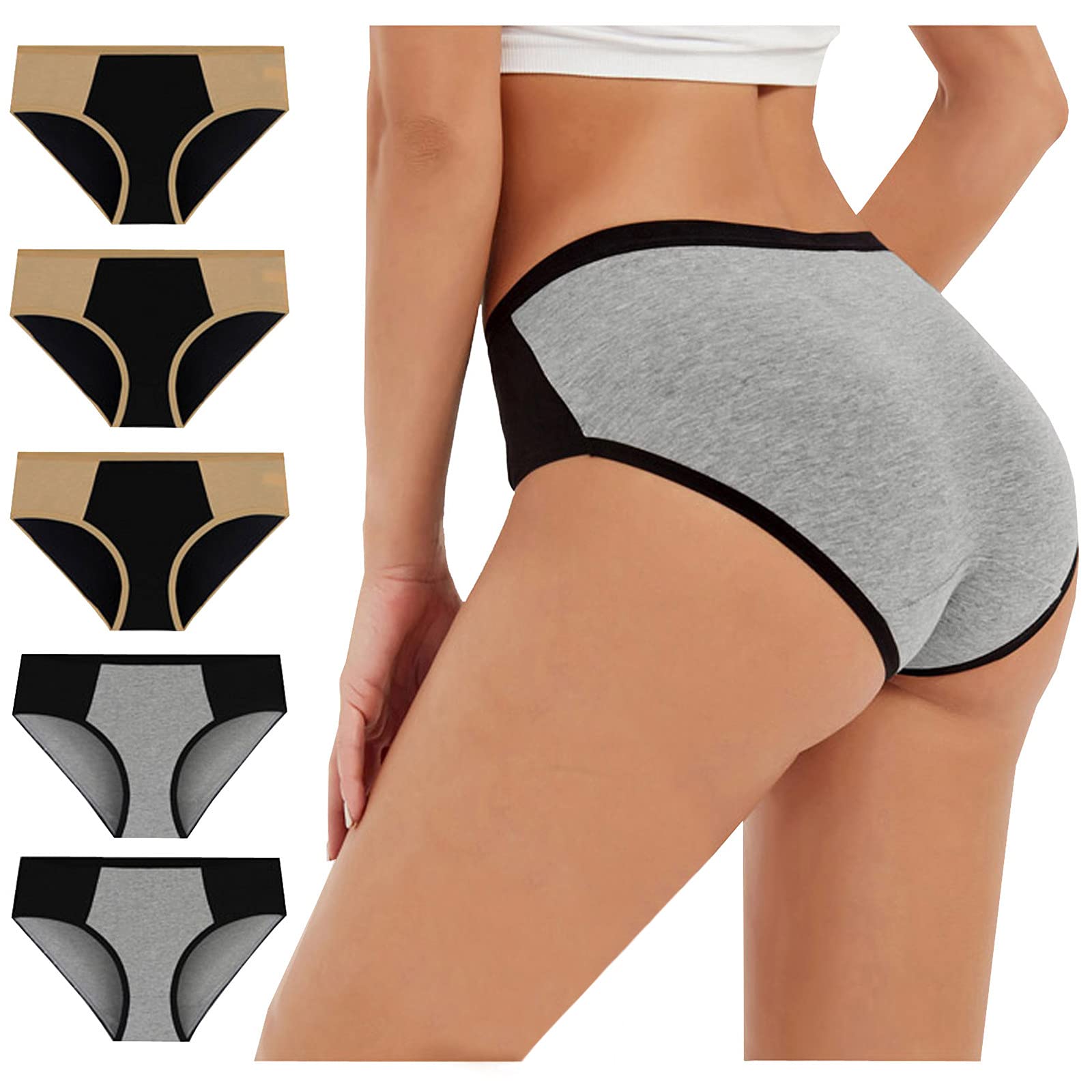 Women's High Waist Cotton Underwear 5-Pack - Soft Stretch Full Coverage Briefs, Breathable Mid Rise Panties for Everyday Comfort & Workout