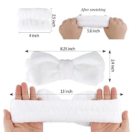 NVF 3-Piece Spa Headband & Wrist Washband Set - Super Soft Microfiber Hair & Face Wristbands for Women & Girls | Perfect for Skincare, Makeup Removal & Facial Cleansing at Home or Salon