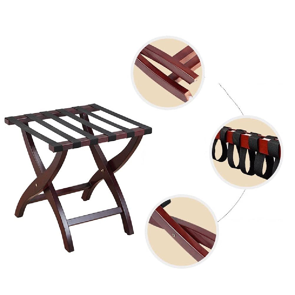Premium Solid Wood Collapsible Luggage Rack - Hotel & Home Storage Solution (50x45x51cm, Red) - Ideal for Hotels, Resorts, Clubhouses & Space-Saving Home Organization