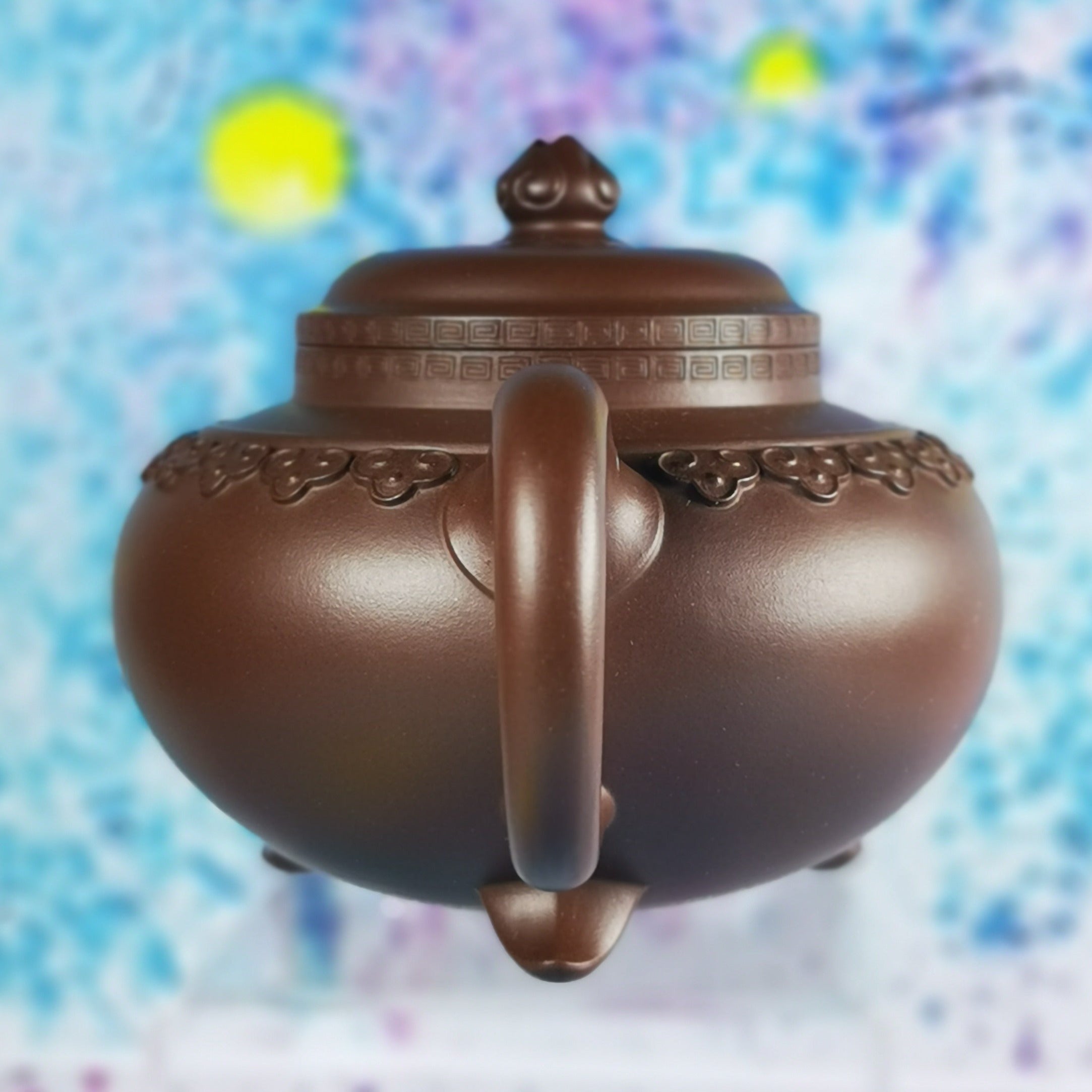 Yixing Purple Clay Teapot - Three-Legged Yun Jian Ru Yi Design by Cao Lanfang, National Senior Craft Artist | Handmade Chinese Tea Ceremony Pot for Gongfu Tea, Oolong & Pu-erh Brewing