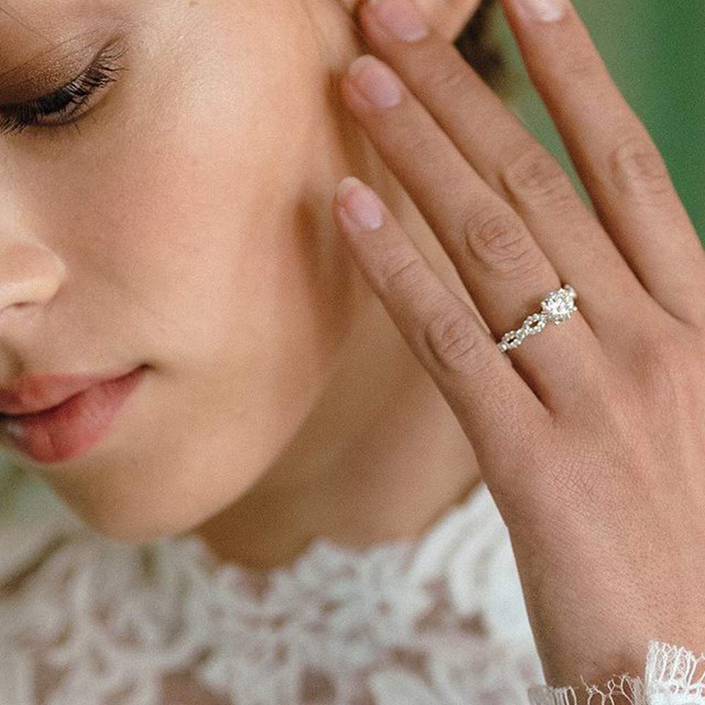 Twisted Infinity Engagement Ring for Women - 1.25ct Round Moissanite Wedding Band, Platinum Plated Silver Anniversary Promise Ring - Perfect for Proposals, Weddings & Romantic Gifts