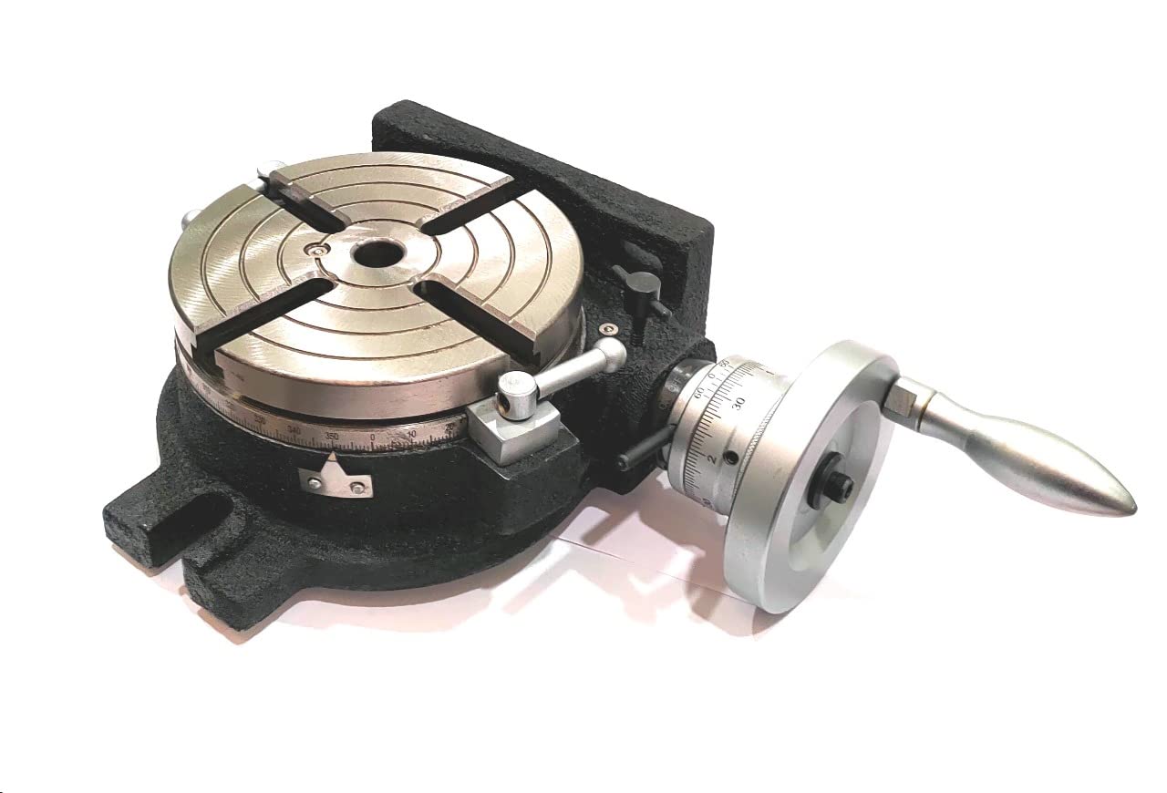 6 Inch (150mm) HV6 Rotary Table - Horizontal & Vertical Milling Table with 4-Slot Design, 2/5 Inch (10mm) Center Hole, MT-2 Taper - Includes Indexing Plate Set for Precision Milling & Drilling - Perfect for Metalworking, CNC Machining, and DIY Projects