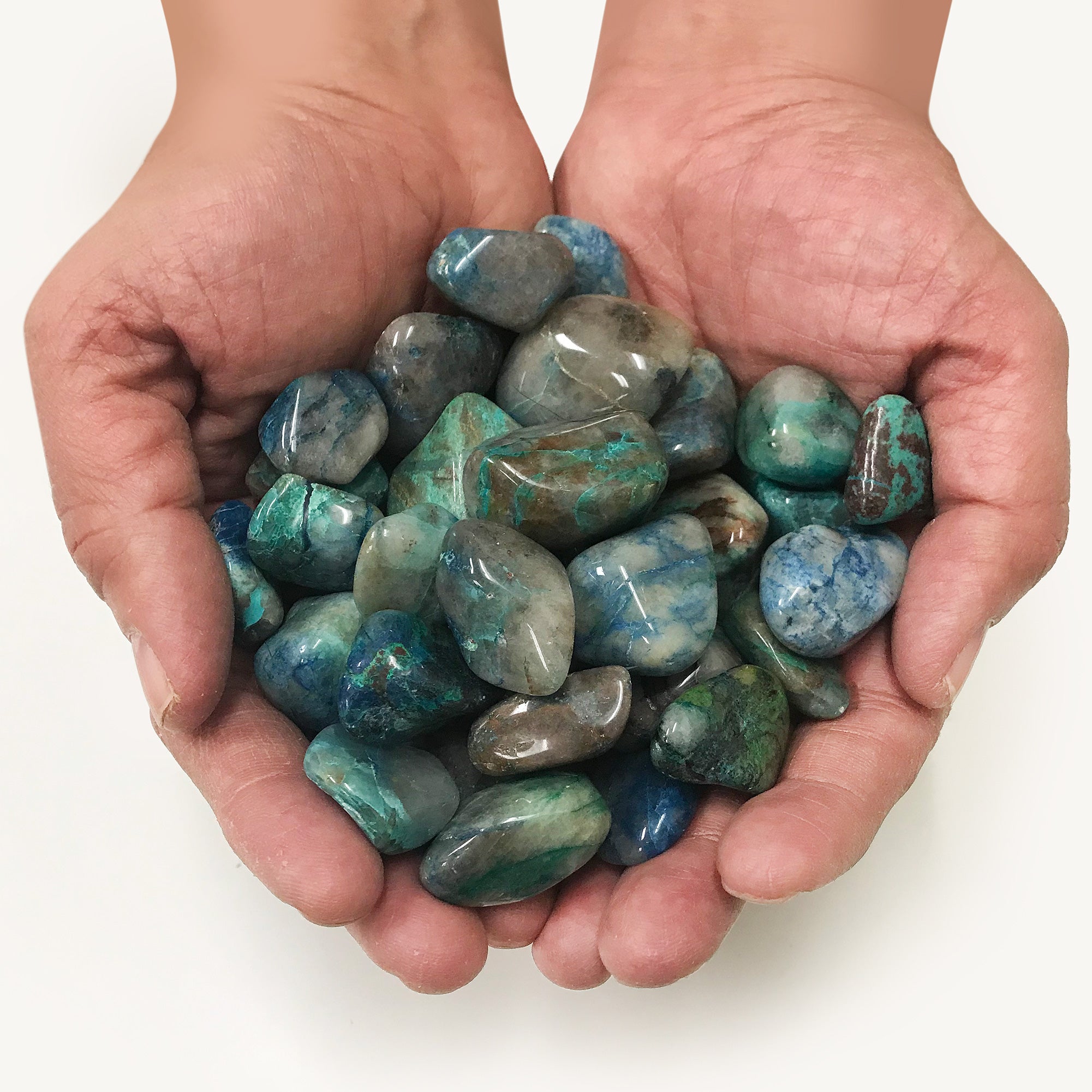 1 lb Natural Polished Chrysocolla Tumbled Stones - Bulk Healing Crystals for Meditation, Reiki, Jewelry Making & Home Decor