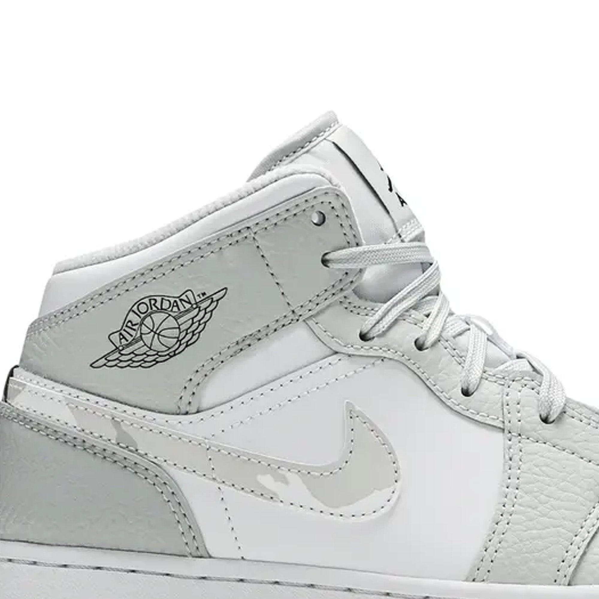 Air Jordan 1 Mid 'White Camo' GS Sneakers - Boys & Girls Basketball Shoes for Casual Wear & Street Style