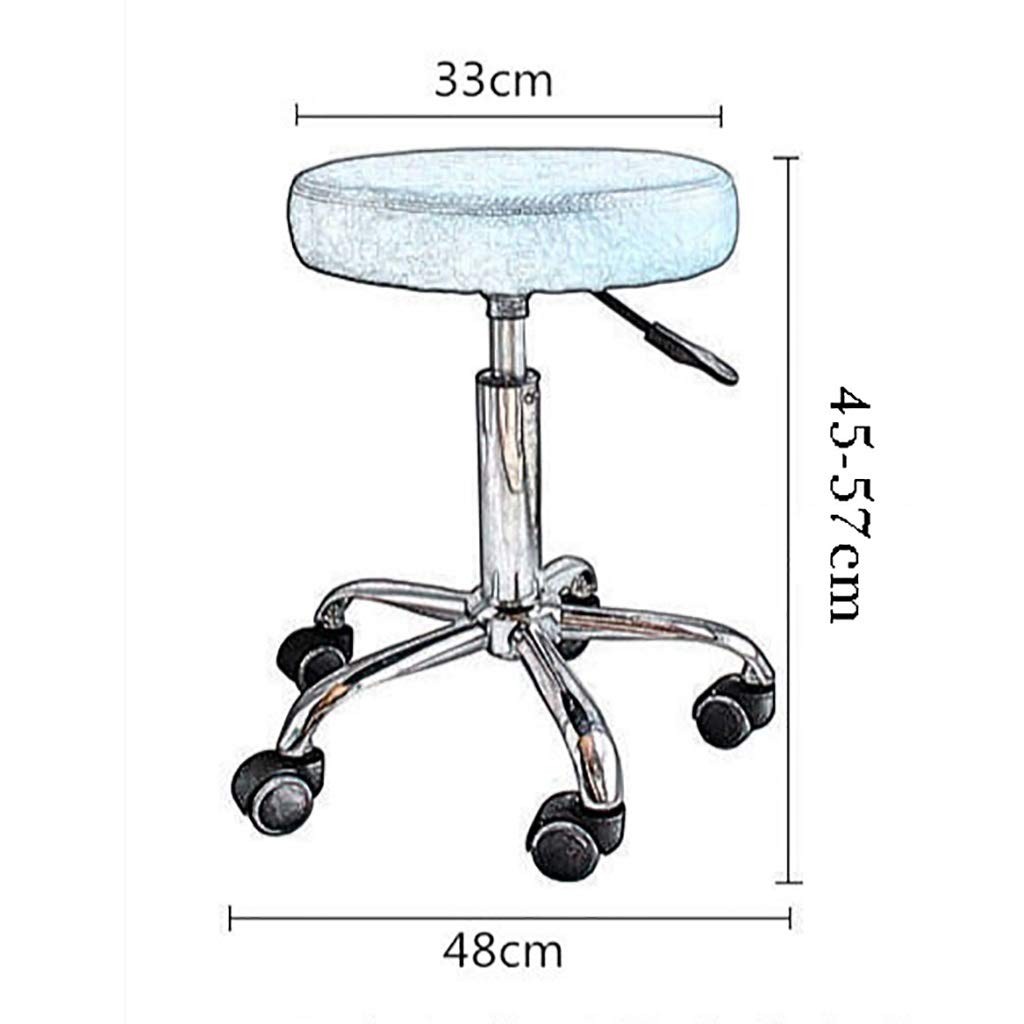 Hydraulic Makeup Stool with PU Wheels - Adjustable Beauty Salon Stool for Tattoo, Spa & Workbench - Silent Swivel & Sipi Fabric - White (Set of 2) - Perfect for Salon, Home Makeup & Tattoo Studios