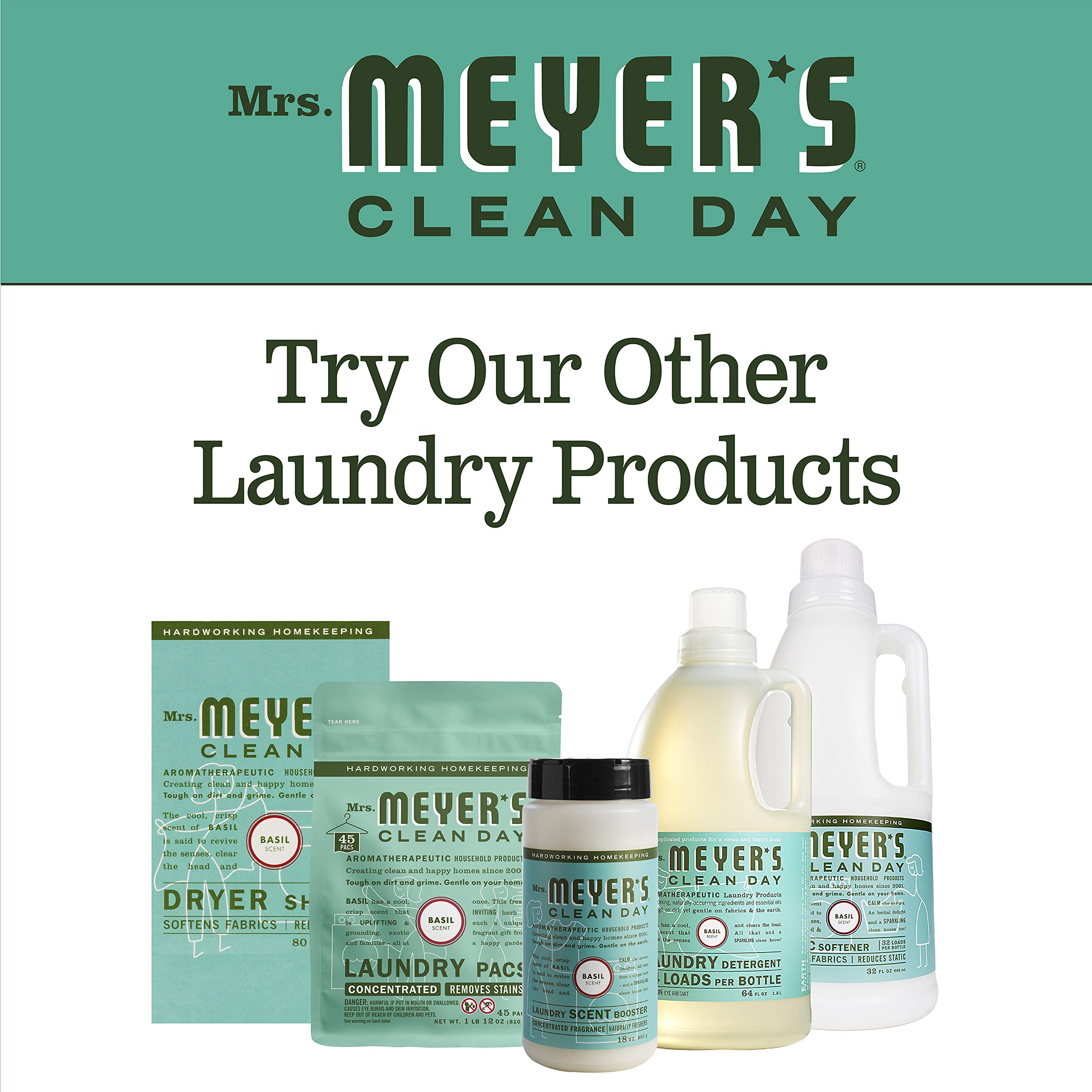 Mrs. Meyer's Clean Day Liquid Fabric Softener - Basil Scent, 32 Fl Oz (Pack of 2) | Plant-Derived Ingredients, Hypoallergenic | Perfect for Laundry, Softens Clothes & Reduces Static | Eco-Friendly & Cruelty-Free