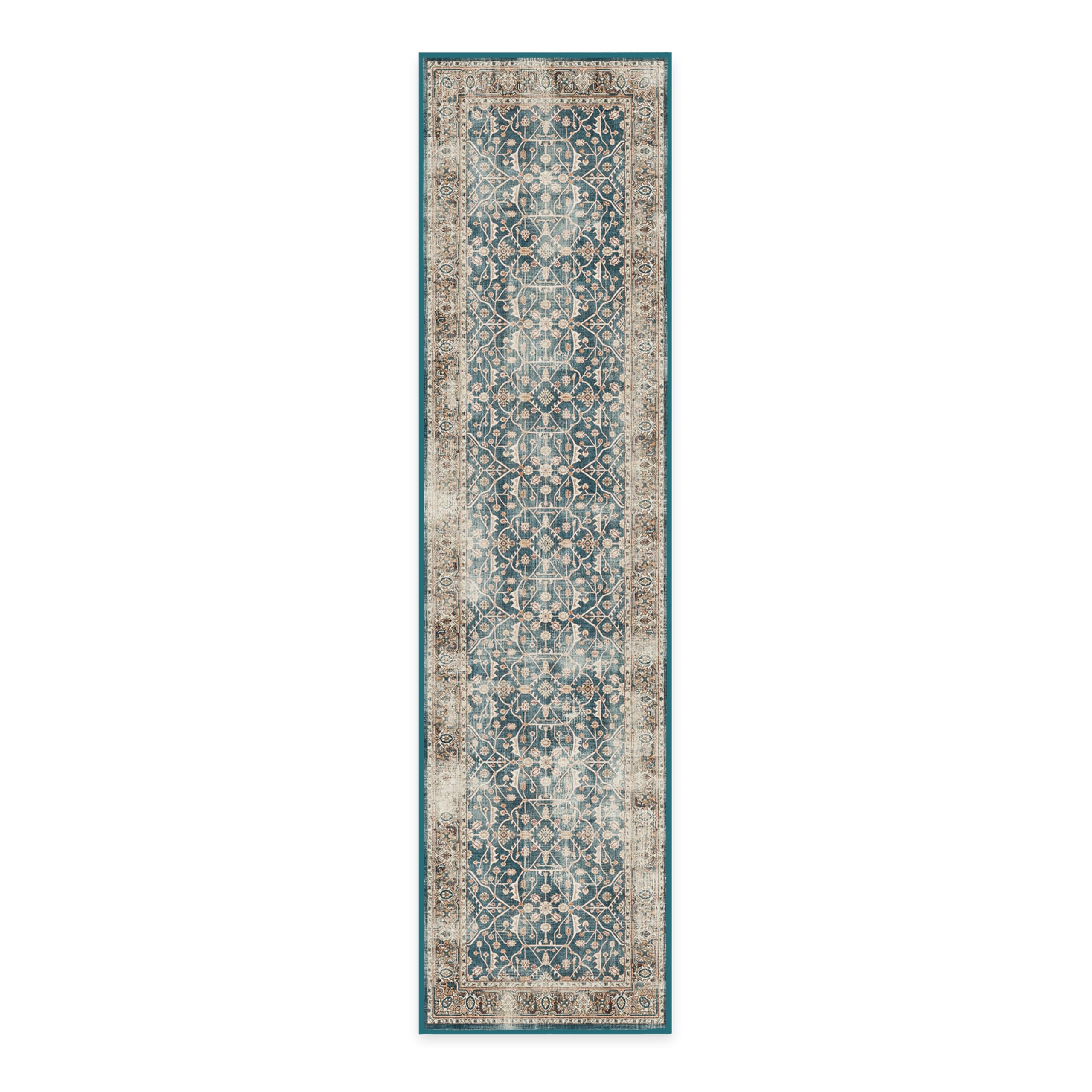 Ruggable Washable 2x10 Runner Rug in Celestine Teal Blue - Non-Slip Premium Hallway, Kitchen, Entryway, Living Room, Bedroom & Office Rug with Gripper Pad | Perfect for High-Traffic Areas & Pet-Friendly Homes
