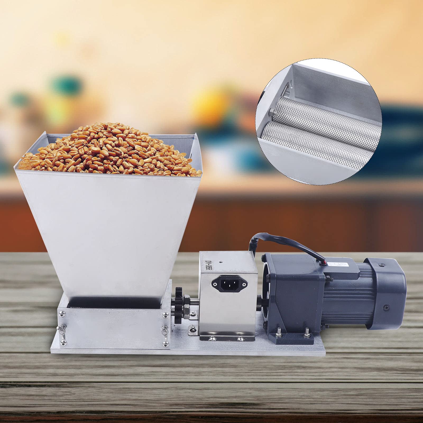 Electric Grain Mill for Home Brewing - Barley Grinder, Malt Crusher, Grain Grinder Machine DY-368 | Perfect for Beer Making, Bread Flour, and Healthy Grain Processing