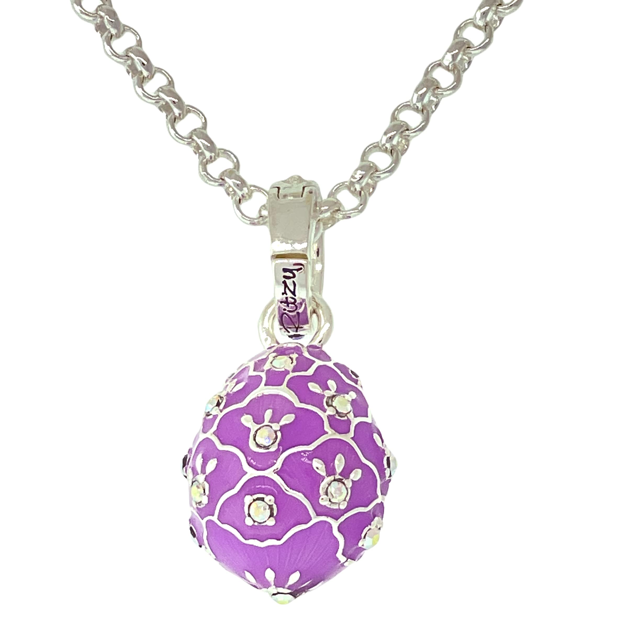 Ritzy Couture DeLuxe Lavender Easter Egg Charm - Fine Silver Plated Decorative Ornament for Easter Decorations, DIY Crafts, and Spring Home Decor