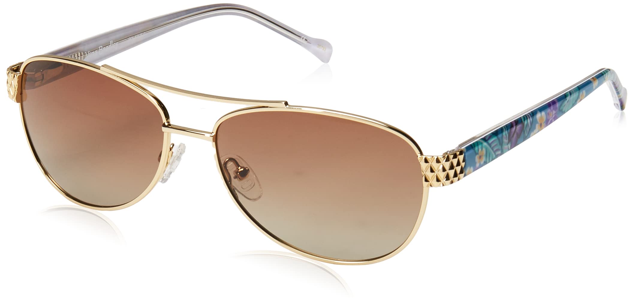 Vera Bradley Women's Marlene Aviator Sunglasses - UV Protection, Polarized Lenses, Lightweight & Stylish for Outdoor Activities, Travel, and Beach Vacations