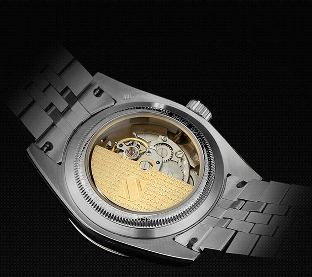 Premium Automatic Men's Watch - Gold Stainless Steel Strap with Calendar & Waterproof - Luxury Mechanical Timepiece for Business, Formal Events & Daily Wear