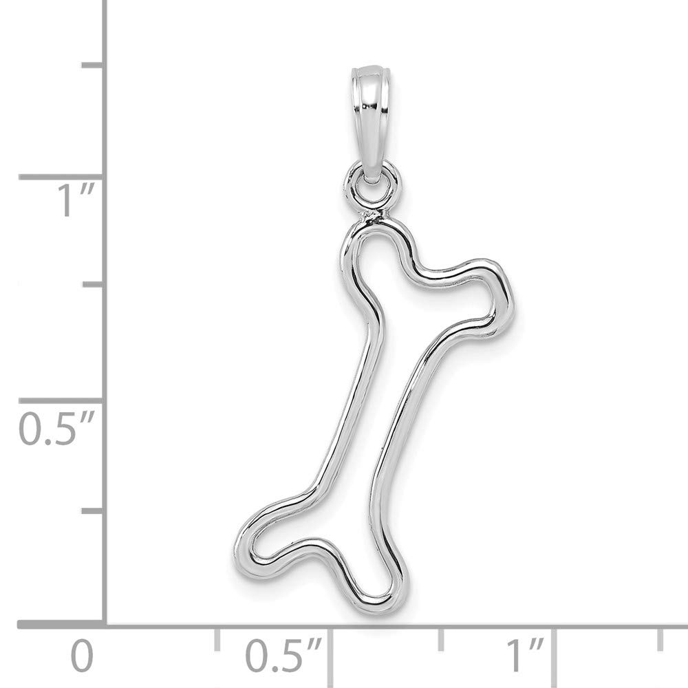 14K White Gold Dog Bone Pendant - Elegant Cut-Out & Polished Design for Pet Lovers | Perfect Gift for Dog Owners, Jewelry for Everyday Wear & Special Occasions