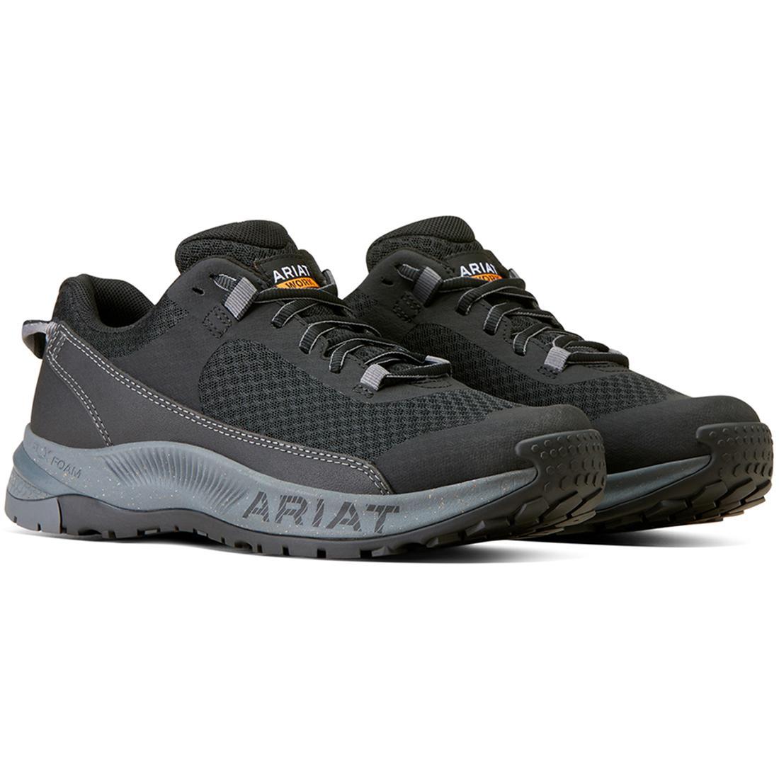 Outpace Shift Soft Toe Work Shoes for Men - Black Safety Shoes for Construction, Warehouse & Outdoor Work - Lightweight & Comfortable Non-Slip Work Boots