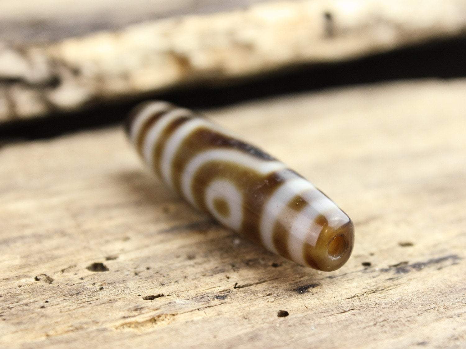 Authentic Tibetan Dzi Bead with Double Eyes - Spiritual Protection & Healing Stone for Meditation, Energy Balance & Good Luck Charm