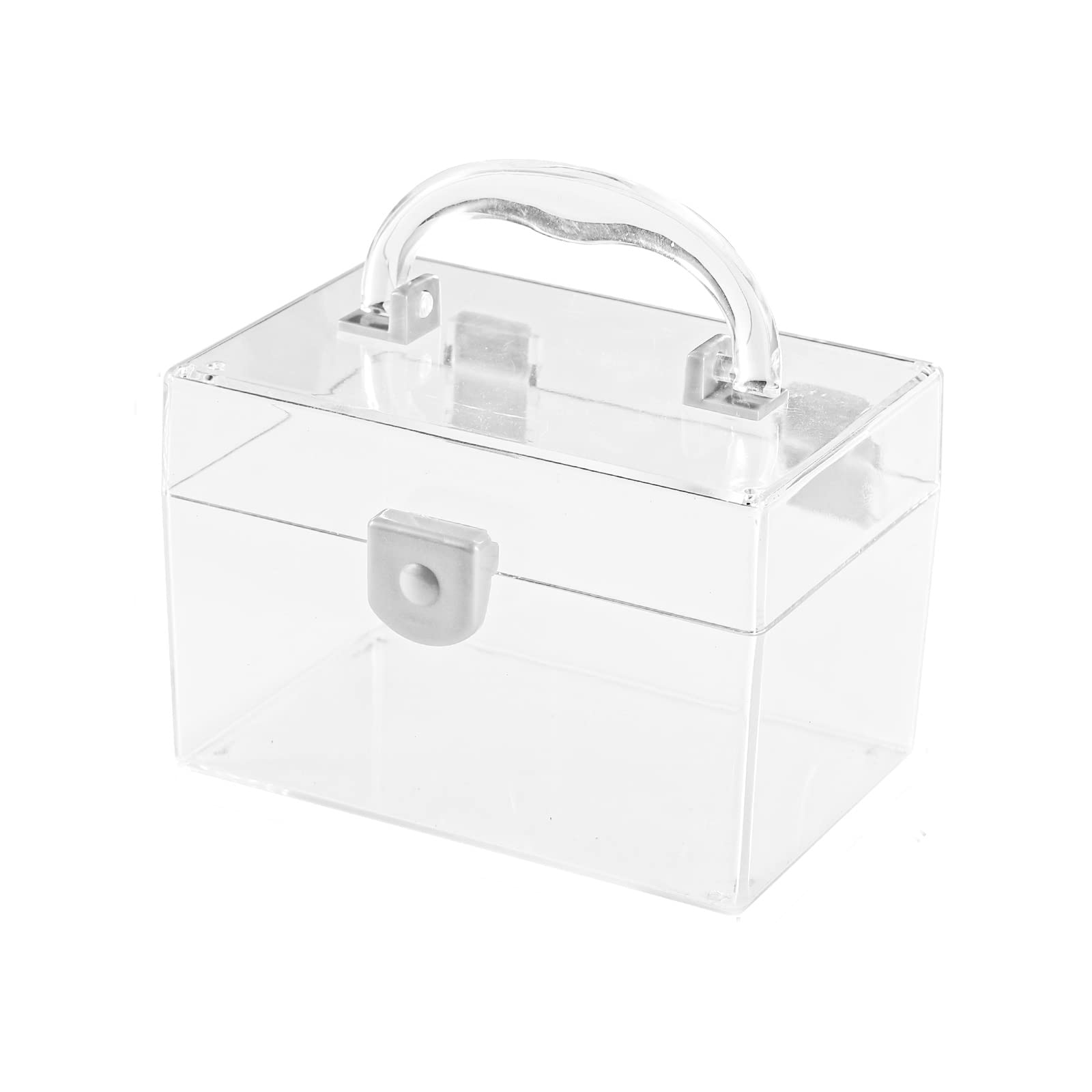 KIRIYUUKI Clear Plastic Storage Bin with Lid & Handle - 1 Pack Square Cabinet Organizer Box for Home, Office, Bathroom & Gift Wrapping | Portable Vanity Storage Solution