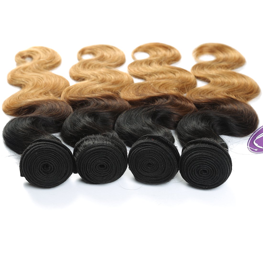 Brazilian Virgin Human Hair Bundles - 100% Unprocessed Body Wave Ombre Hair Wefts (3 Bundles 12
