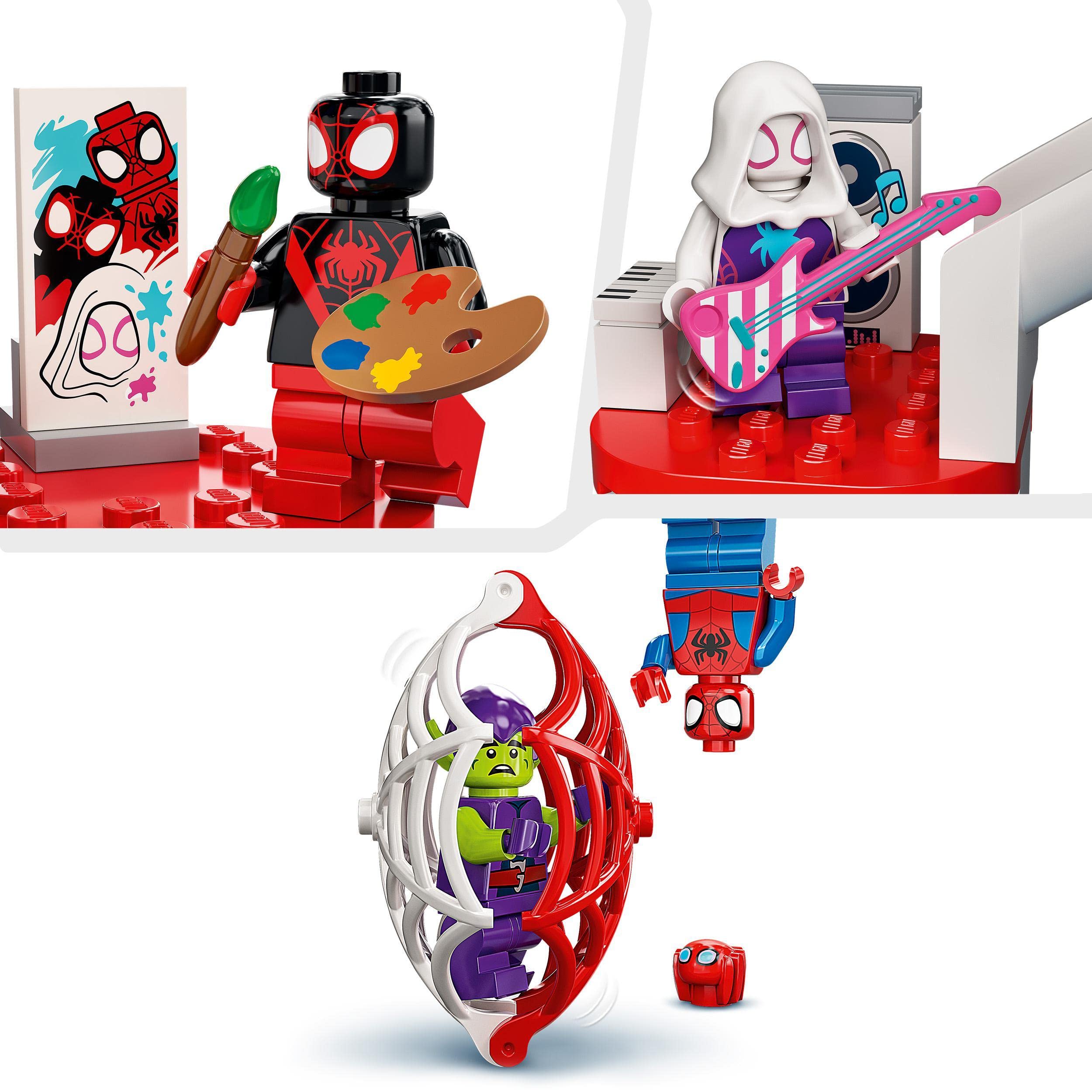 LEGO 10784 Marvel Spidey and His Amazing Friends Spider-Man Playset with Miles Morales, Secret Base HQ - Superhero Toy for Kids Ages 4+ | Marvel Universe | Birthday Gift, Role Play & Action Figure Adventure
