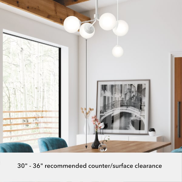 Hunter Hepburn 4-Light Matte White Chandelier - Modern Ceiling Light Fixture for Dining Room, Bedroom & Living Room Decor