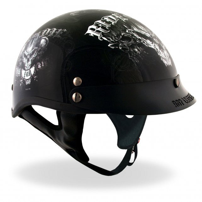 Hot Leathers D.O.T. Approved Motorcycle Helmet - Gloss Black Finish for Bikers & Riders - Perfect for Cruising, Racing & Long Distance Motorcycle Trips