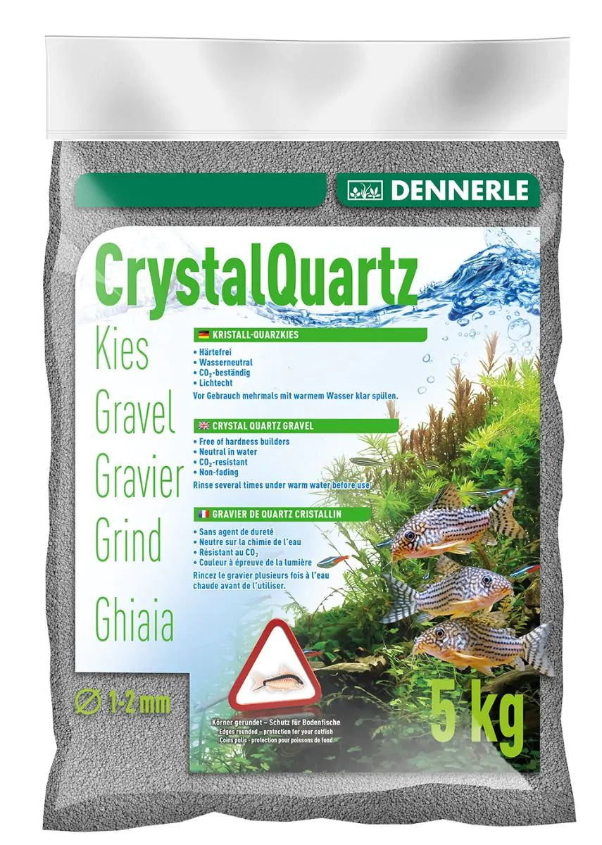 Dennerle Crystal Quartz Gravel 5kg - Premium Aquarium Substrate for Planted Tanks & Nano Aquascaping | Natural Decorative Sand for Fish Tanks, Shrimp Tanks & Betta Bowls