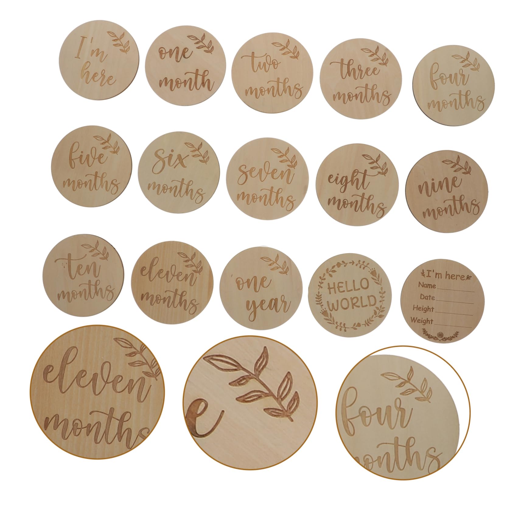 BIUDECO Wooden Baby Growth Tracker Set - Newborn Monthly Milestone Photo Cards for First Year - Perfect for Baby Showers, Nursery Decor & Monthly Photo Shoots