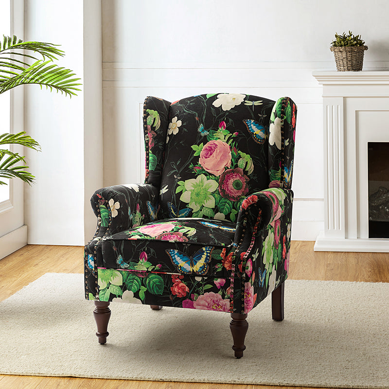 Felix Upholstered Wingback Armchair with Spindle Legs - Comfortable Living Room Chair for Reading & Relaxing - Perfect for Home Office, Bedroom or Lounge Area