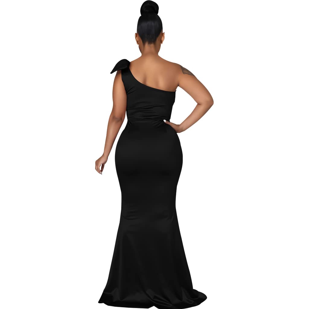 JTNFairy Women's Sexy Ruffle Sleeve One Shoulder Bodycon Dress - Elegant Pencil Dress for Curvy Figures | Perfect for Cocktail Parties, Evening Events & Formal Occasions