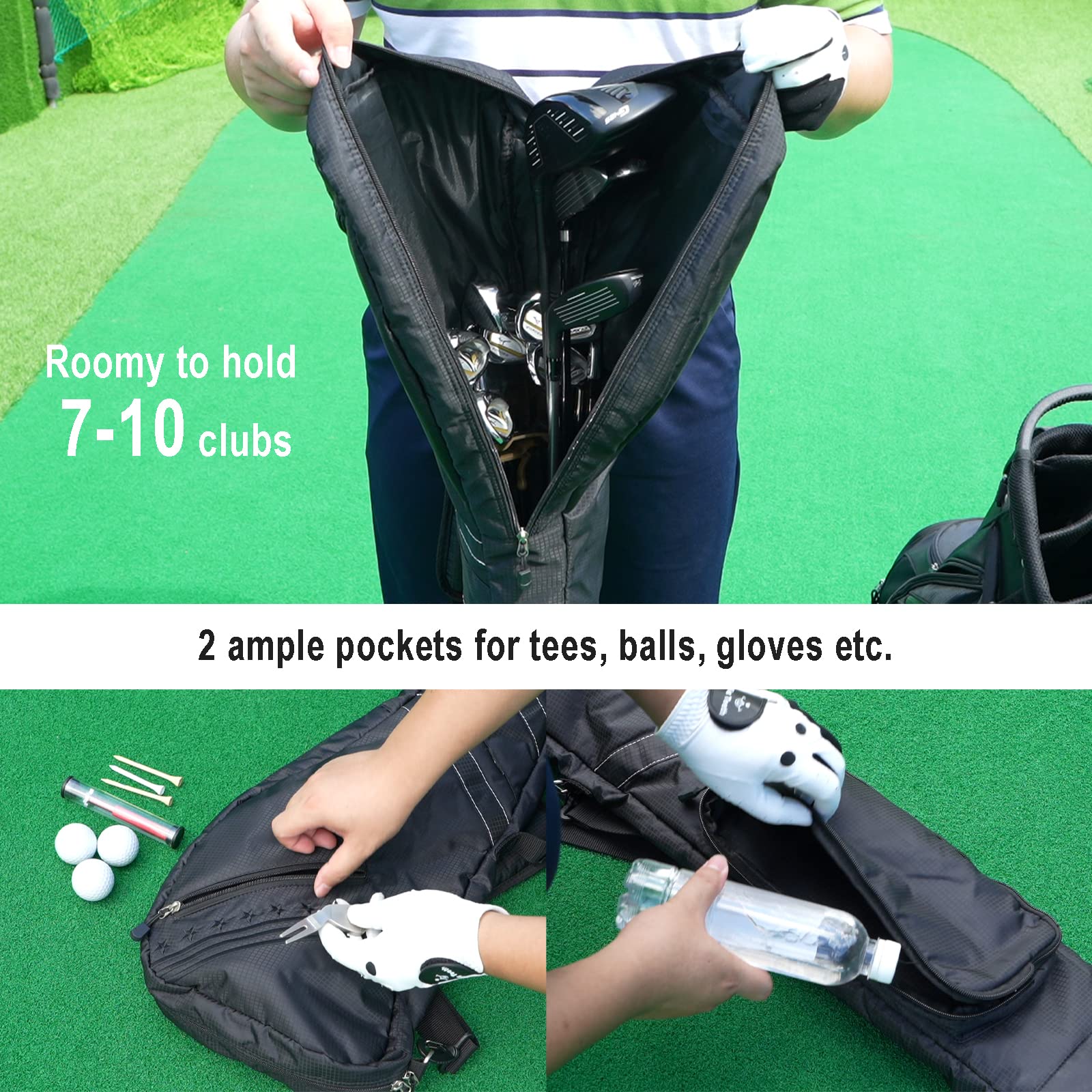 **Lightweight Foldable Golf Sunday Bag - Big Teeth Design for Par 3 & Driving Range Practice, Multi-Color Carry Shoulder Strap | Perfect for Casual Golfing, Travel & Club Storage**