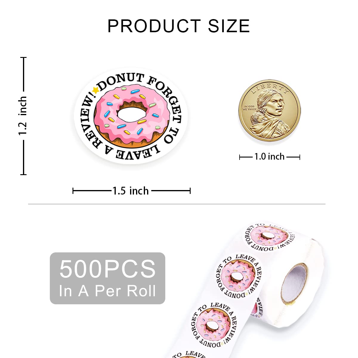 500 PCS Small Business Stickers - Donut Themed Packaging, Shipping & Thank You Labels - Perfect for Etsy Sellers, Online Shops & Handmade Product Packaging