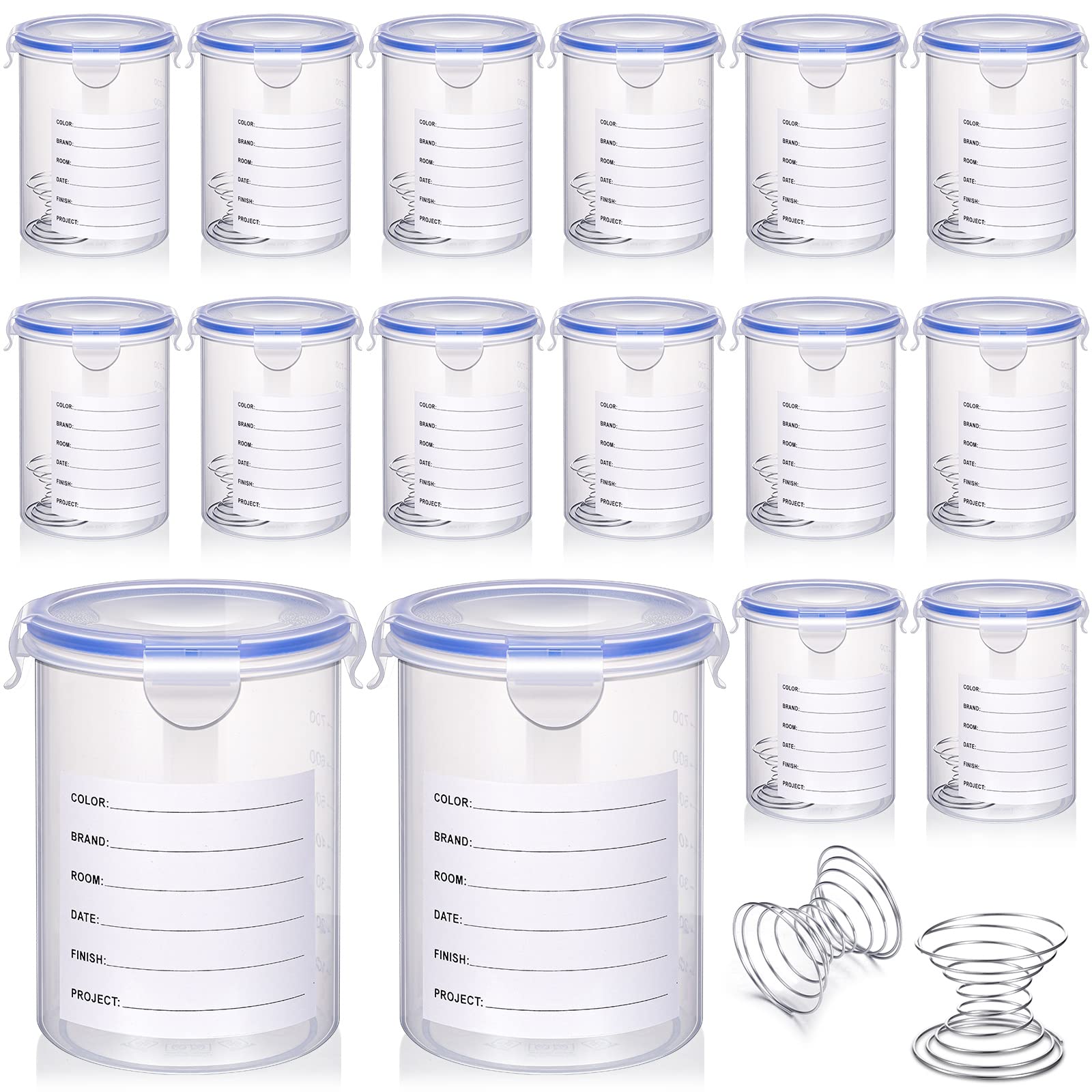 Stainless Steel Paint Mixing Cups with Lids - 1000ml Airtight Paint Storage Containers (16 Sets) for Leftover Paint, Touch Up & Repainting - Perfect for DIY Projects, Home Renovation & Automotive Touch Ups